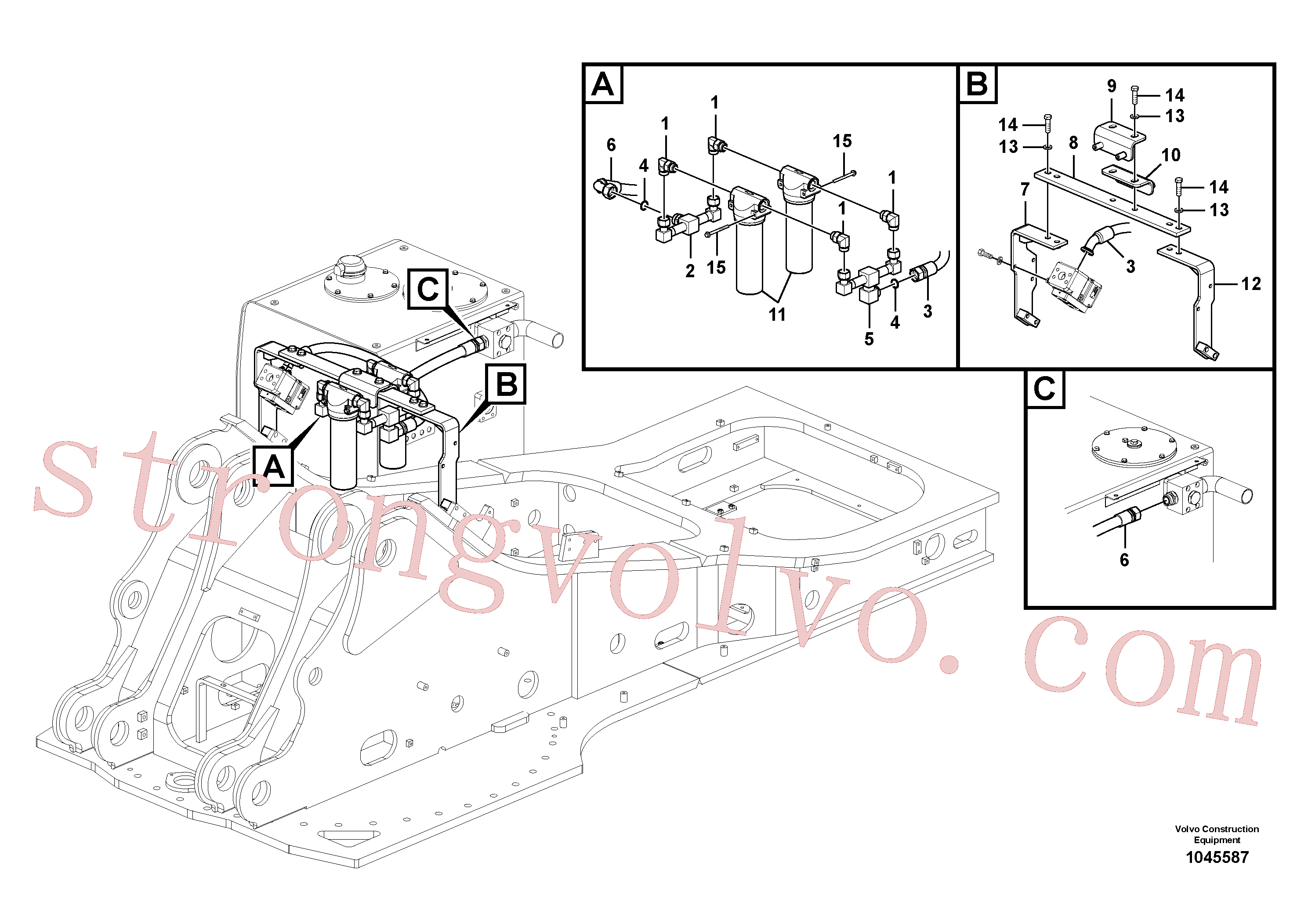 VOE14510905 Volvo Hidráulica de serviço, martelo e cortador para filtro de retorno(1045587 Montagem)
