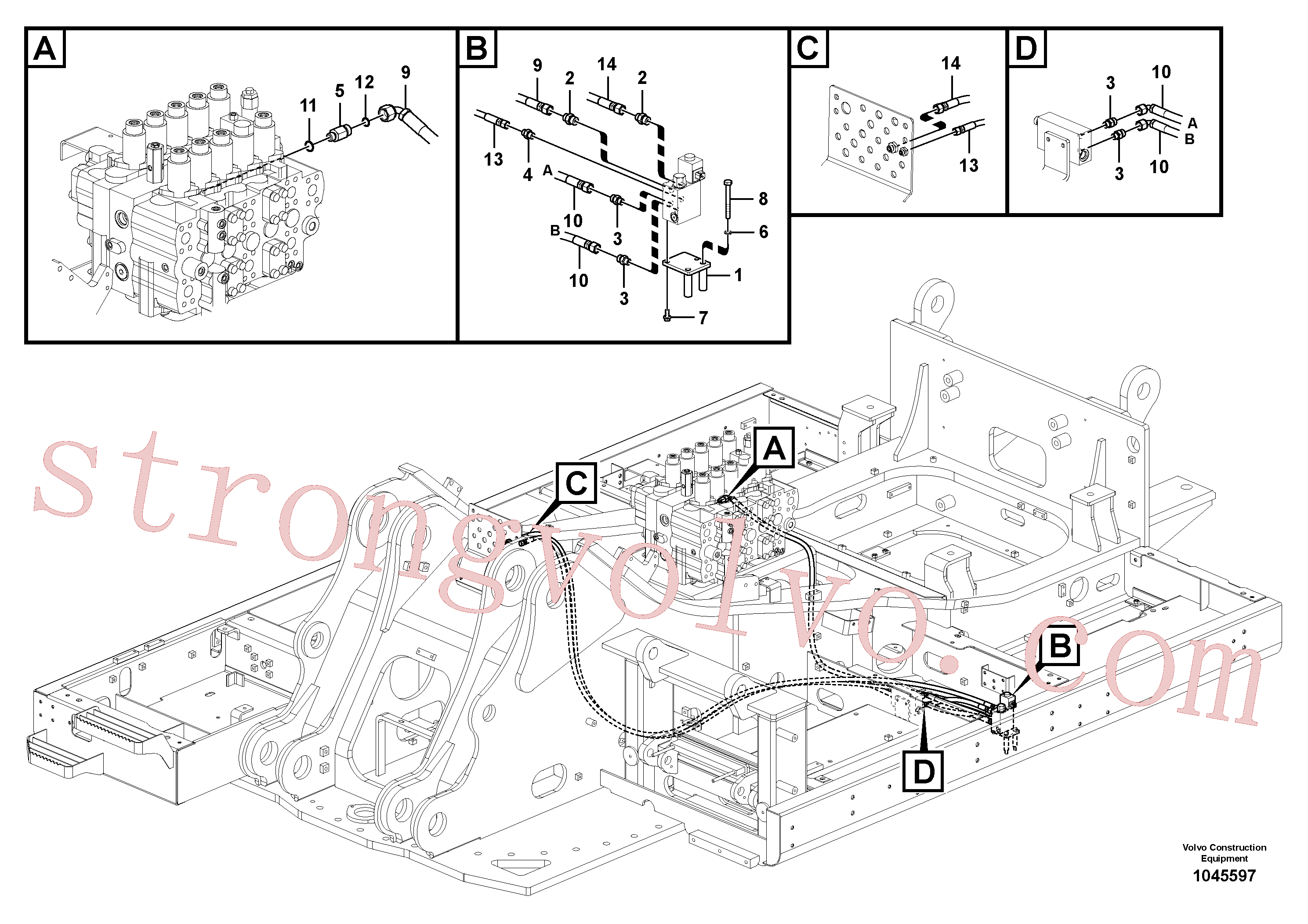 VOE937792 Volvo Hidráulica de serviço, encaixe rápido na estrutura superior(1045597 Montagem)