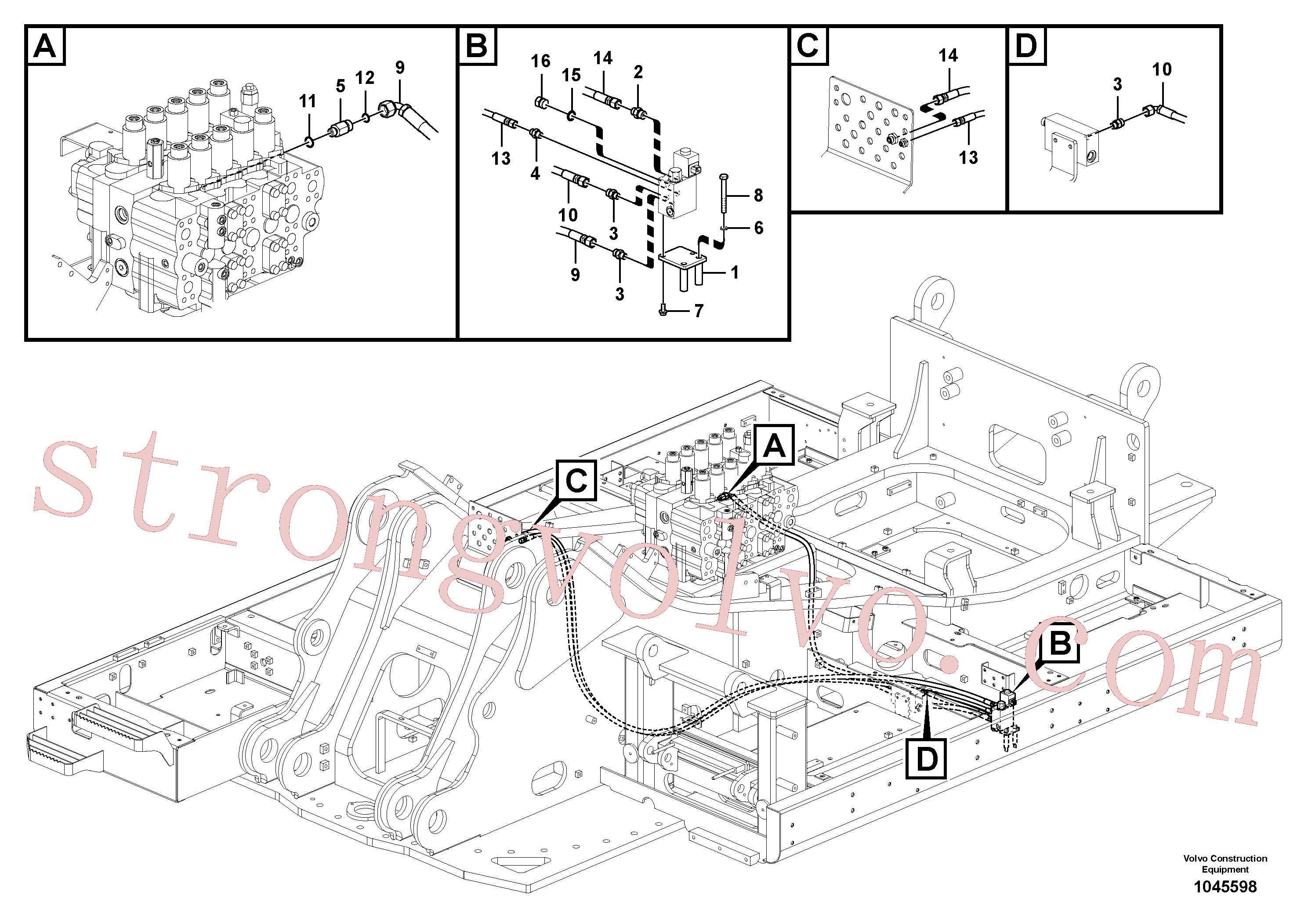 VOE14881556 Volvo Hidráulica de serviço, encaixe rápido na estrutura superior(1045598 Montagem)