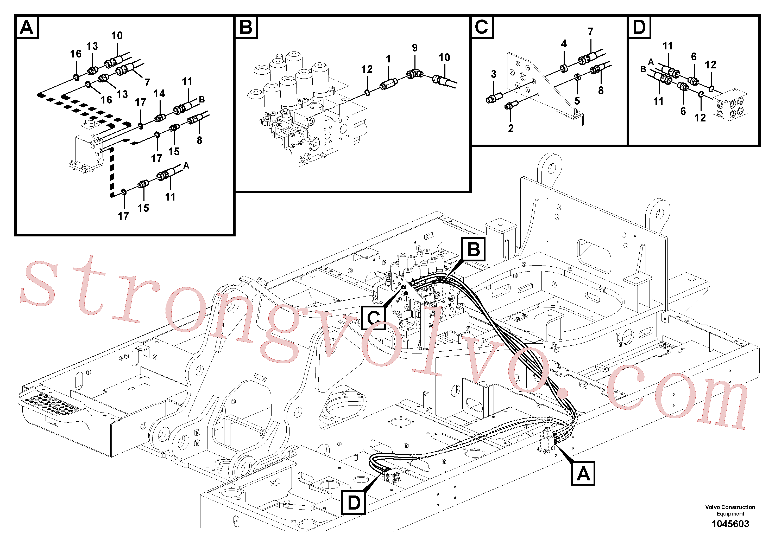 SA9451-03639 Volvo Hidráulica de serviço, encaixe rápido na estrutura superior(1045603 Montagem)