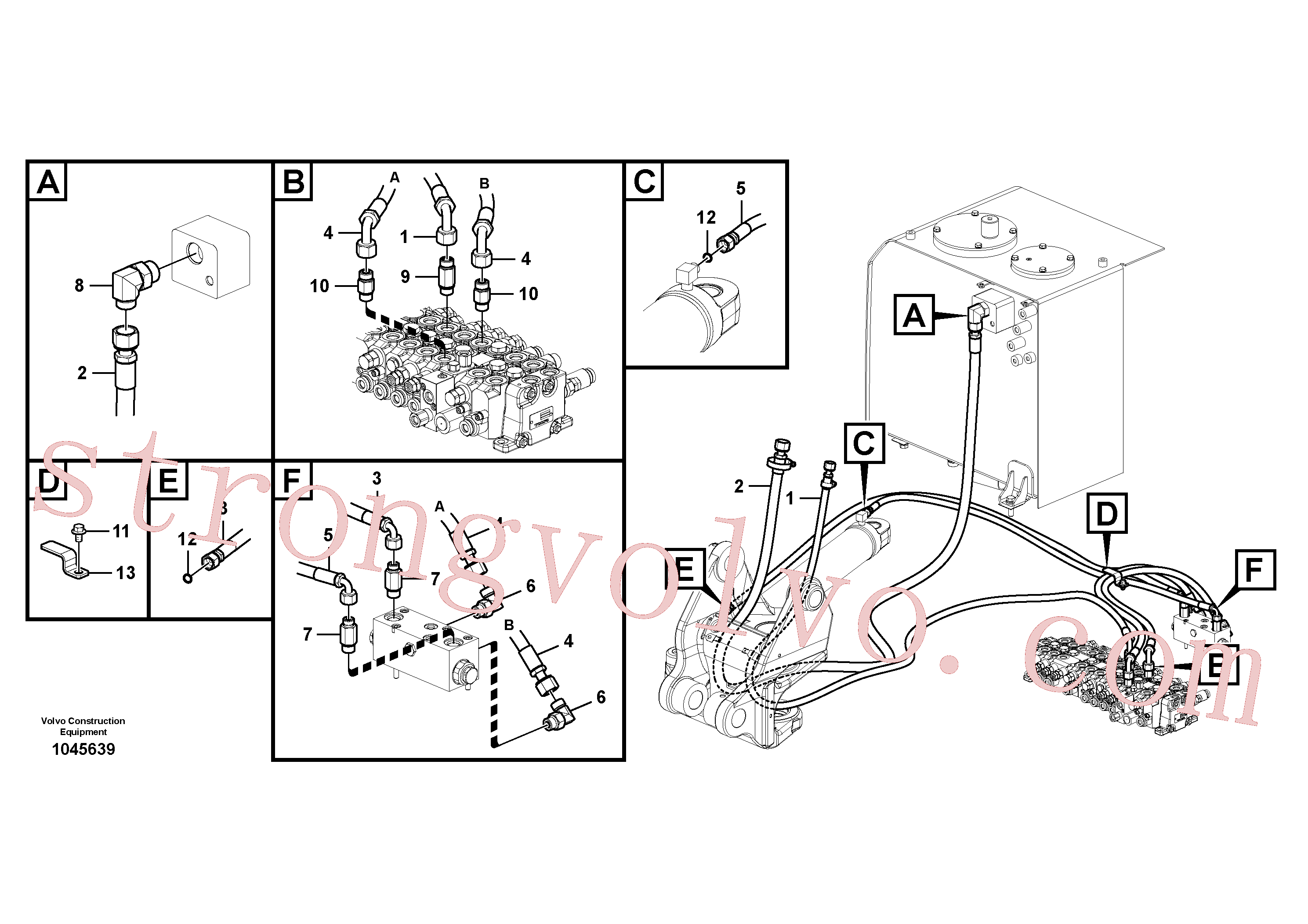 VOE14611990 Volvo Hidráulica de serviço, martelo e cortador para topo(1045639 Montagem)