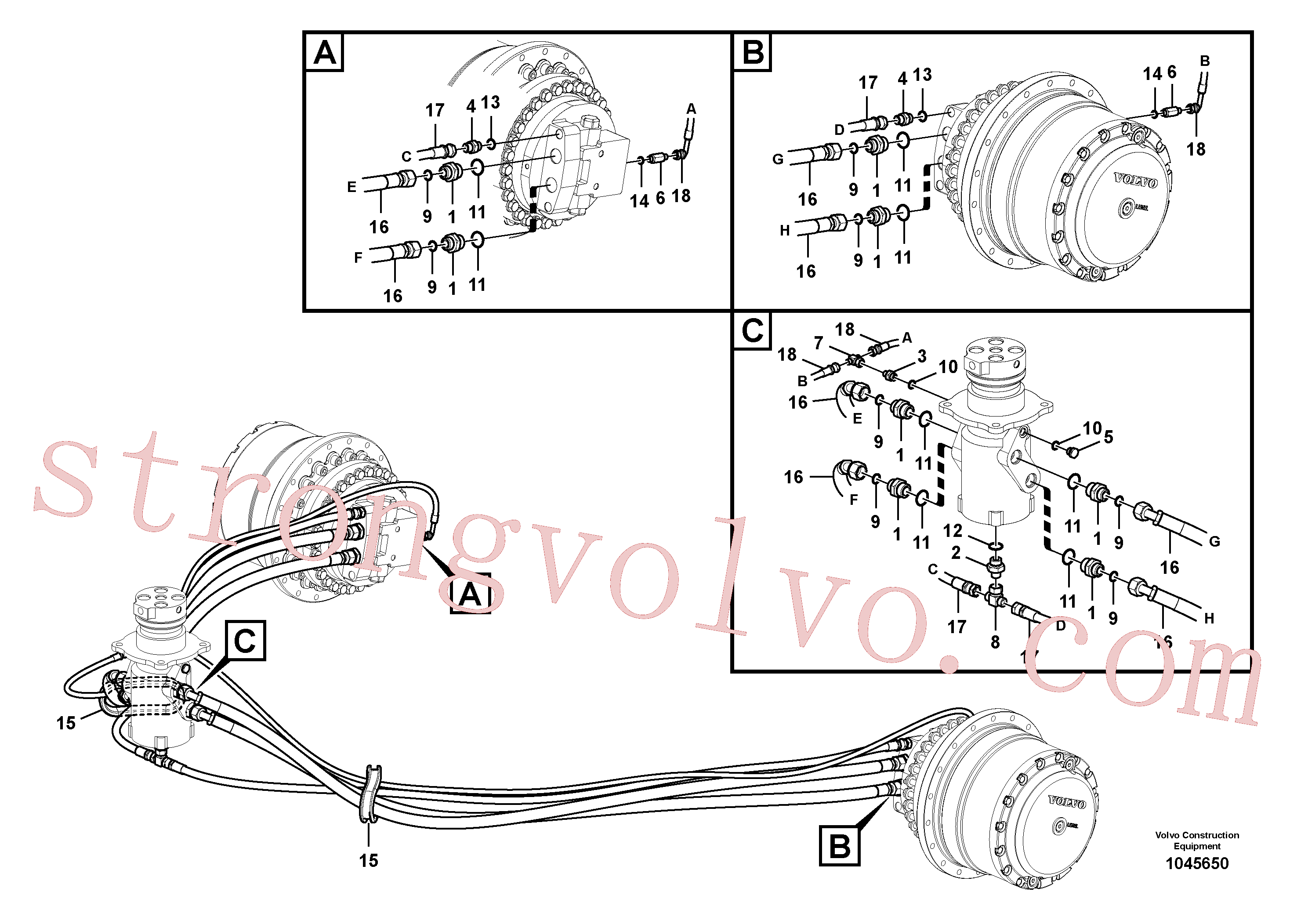 SA9402-05643 Volvo Linha da rótula, rótula ao motor de curso(1045650 Montagem)