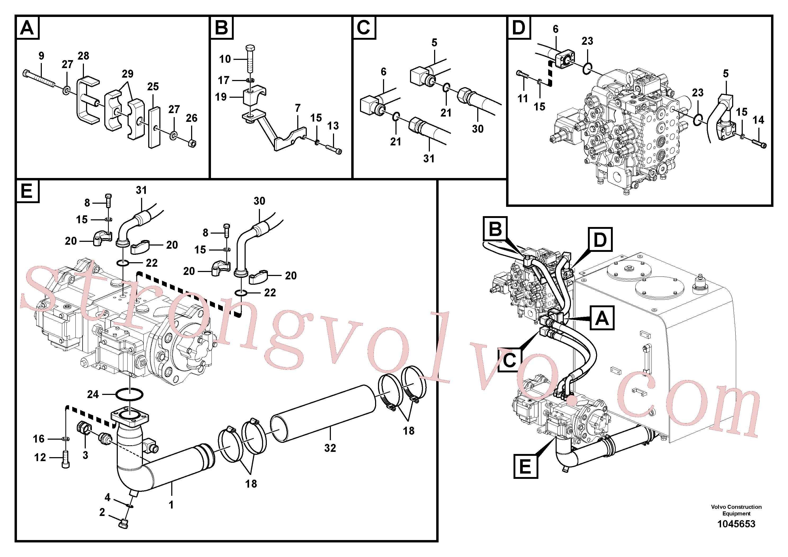 VOE14881565 Volvo Sistema hidráulico, tanque hidráulico para a bomba hidráulica(1045653 Montagem)