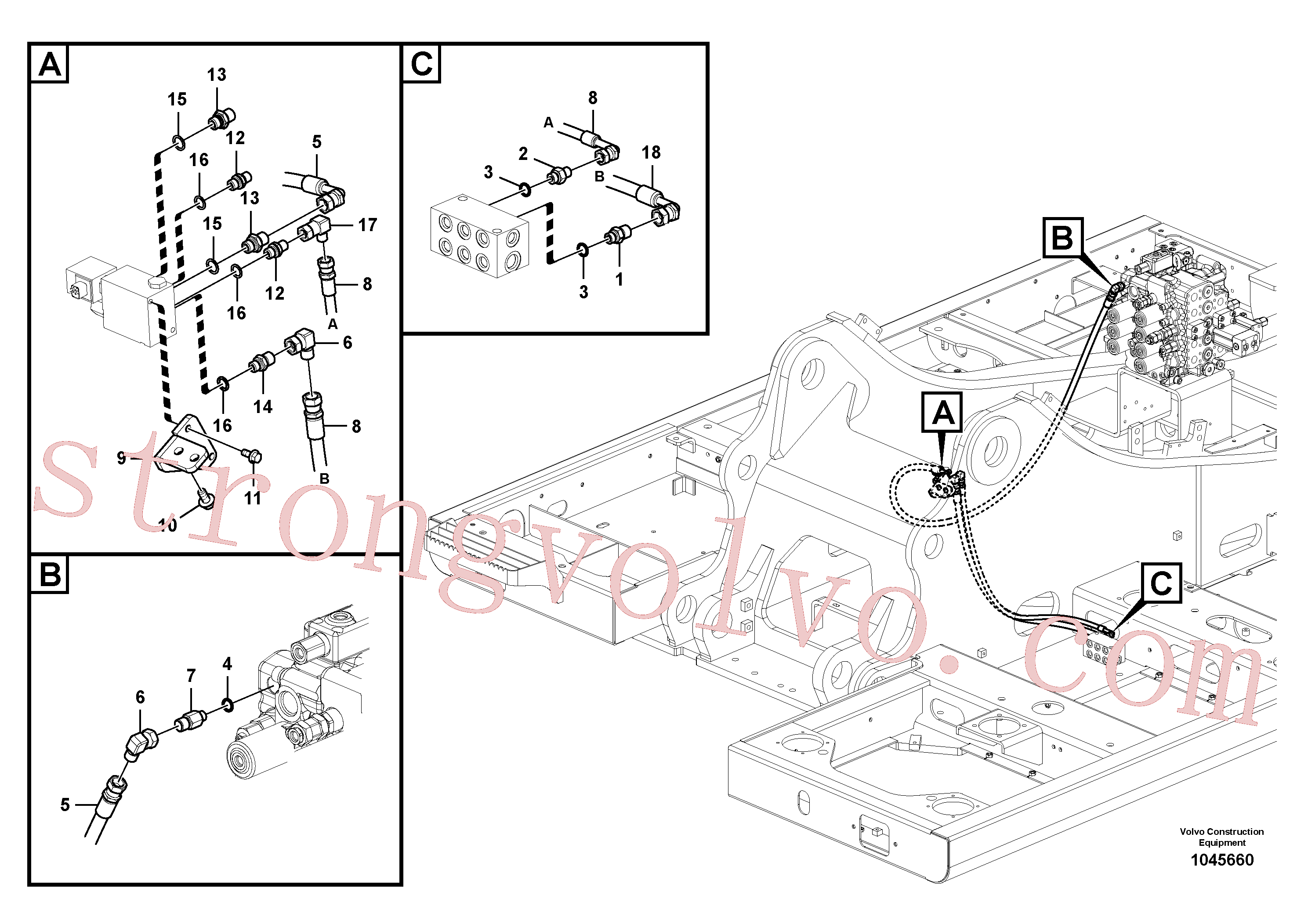 Volvo Acessórios para escavadeira SA9412-22030 Conexão Acessórios
