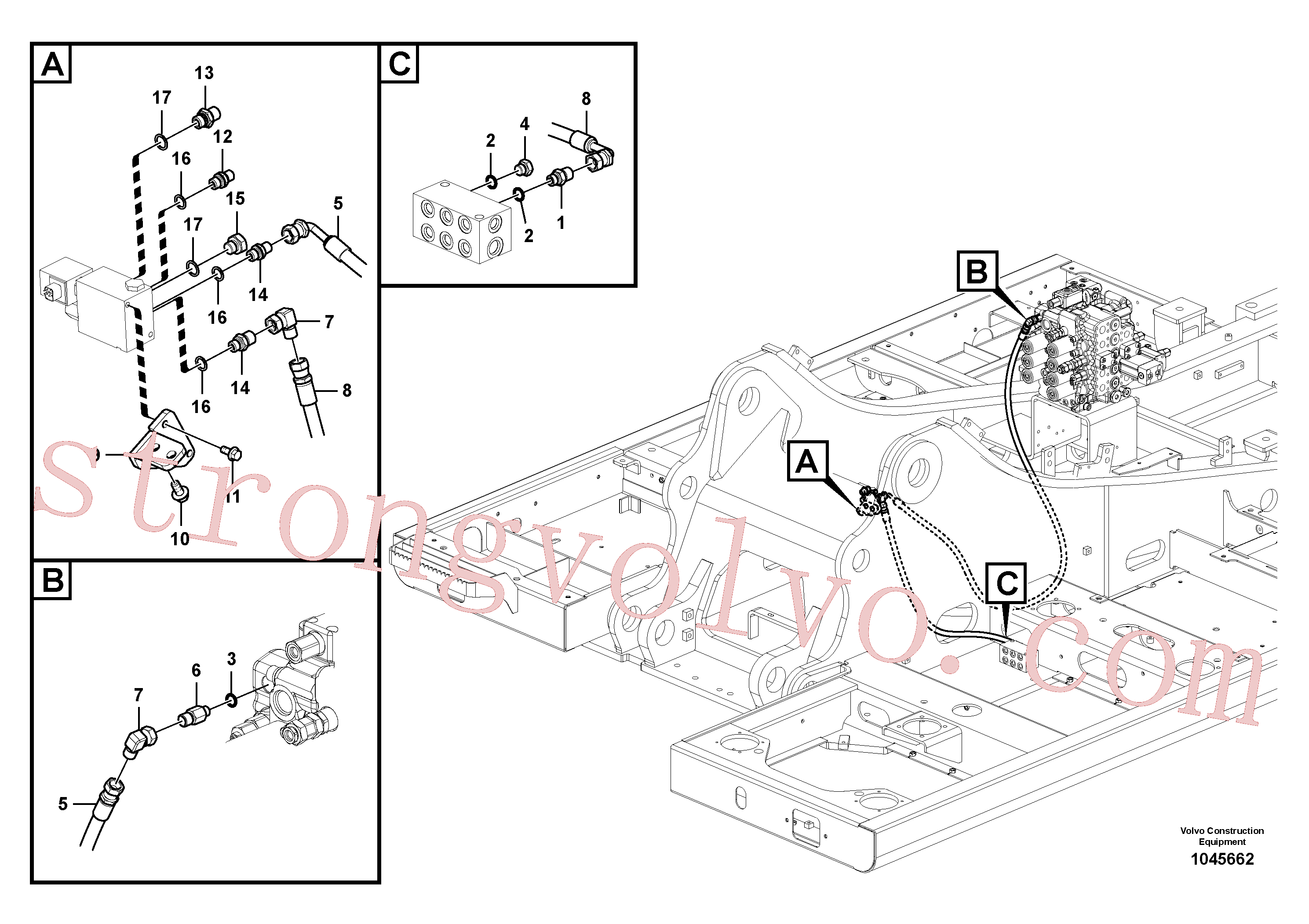 SA9453-03219 Volvo Hidráulica de serviço, encaixe rápido na estrutura superior(1045662 Montagem)