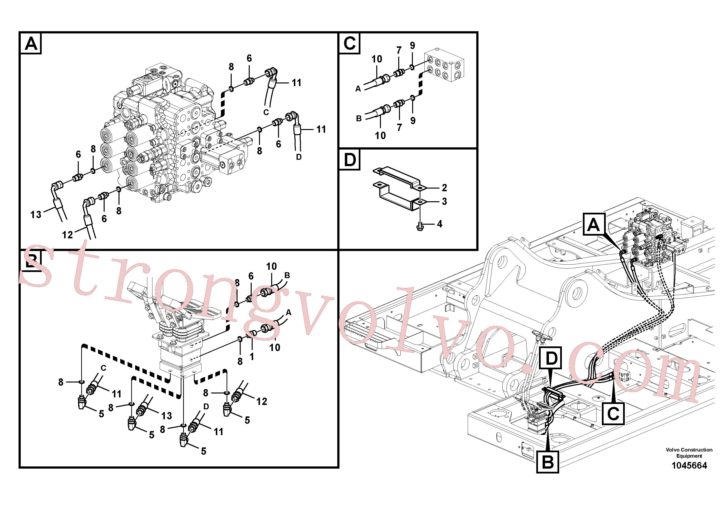 SA9453-03257 Volvo Sistema servomotor, válvula de comando para pedal da válvula de comando(1045664 Montagem)