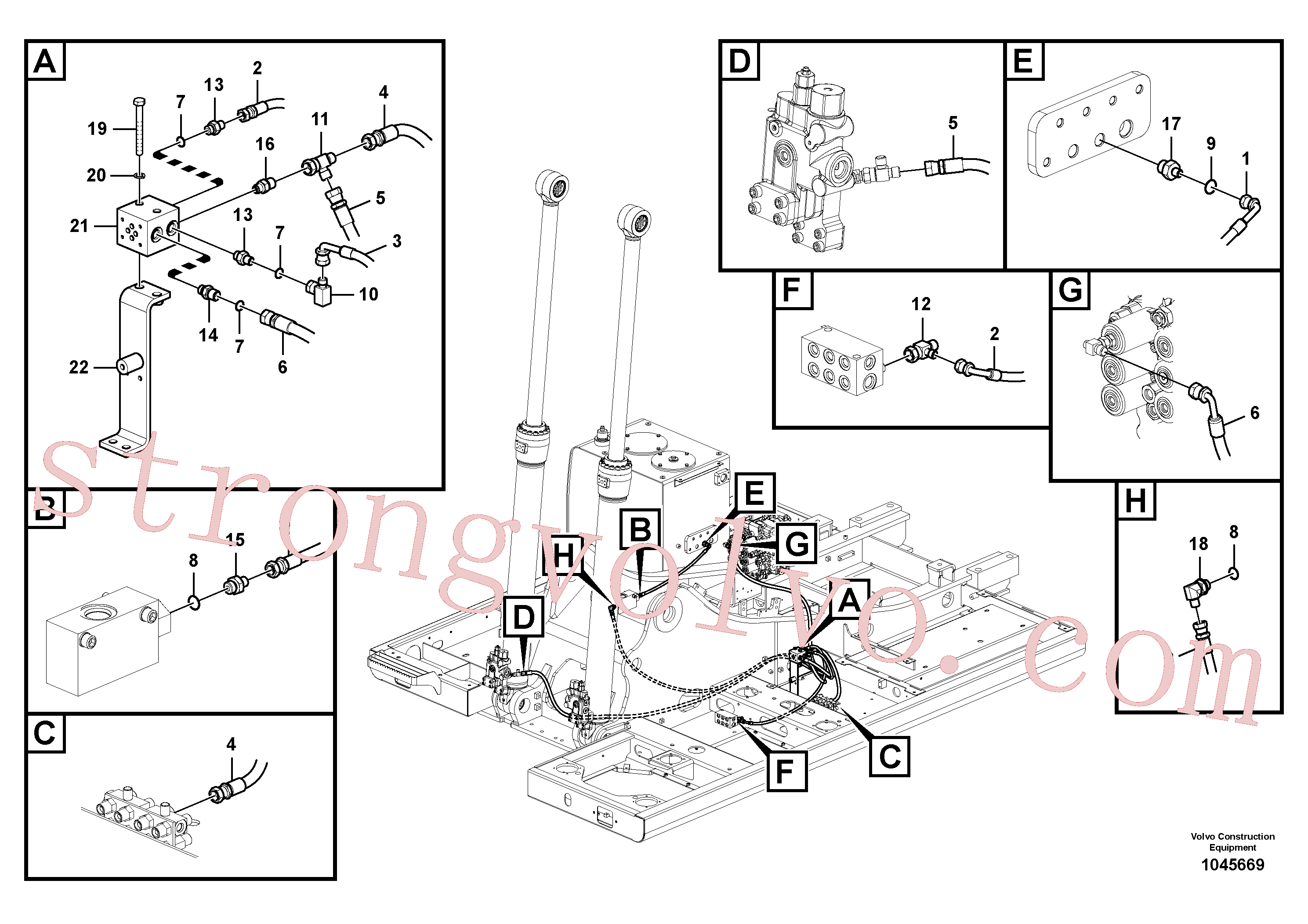 Atacado SA9451-03211 Mangueira completa Volvo escavadeira