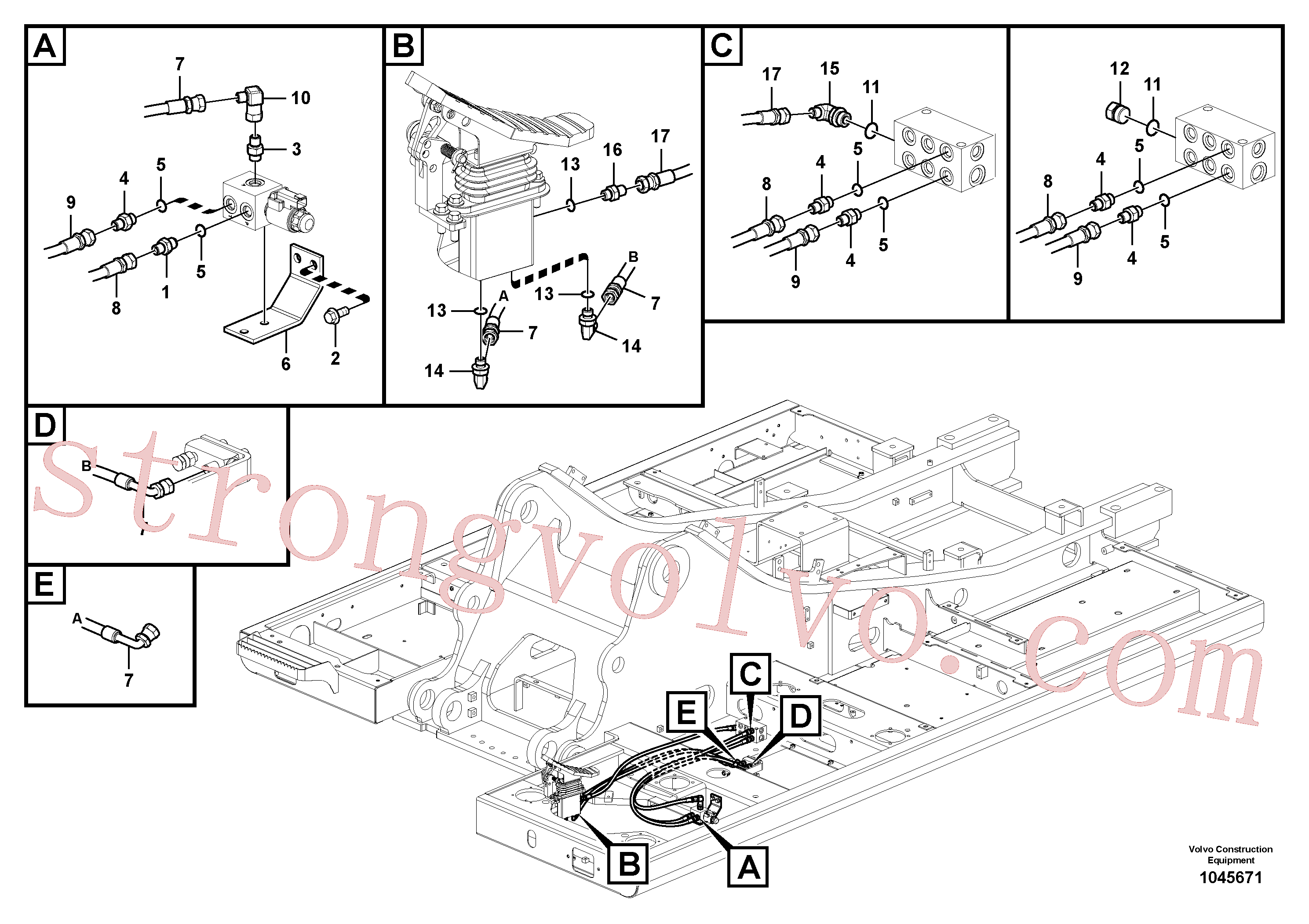 SA9451-02221 Volvo Hidráulica de serviço, martelo e cortador para topo(1045671 Montagem)