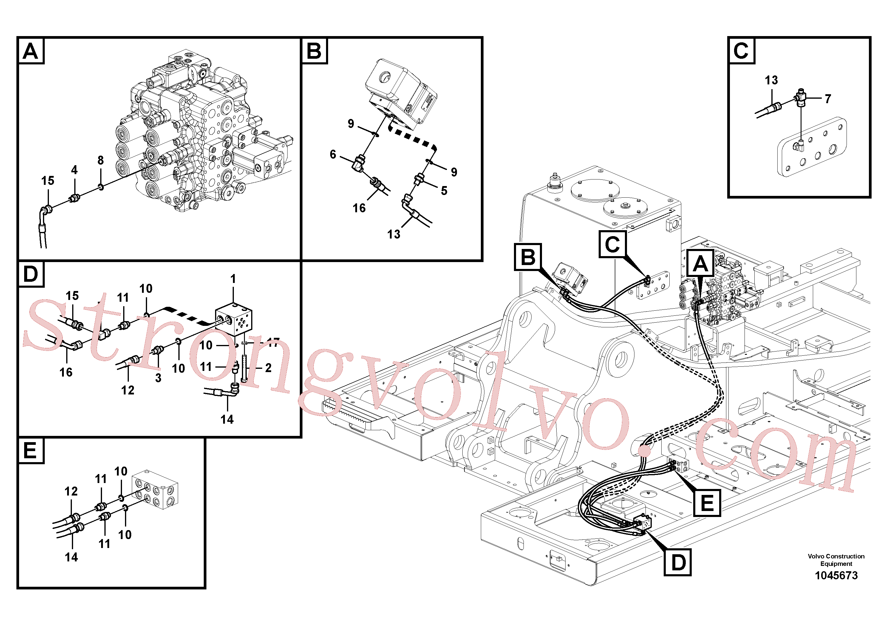 SA9413-11170 Volvo Hidráulica de serviço, martelo e cortador para fluxo da bomba principal(1045673 Montagem)
