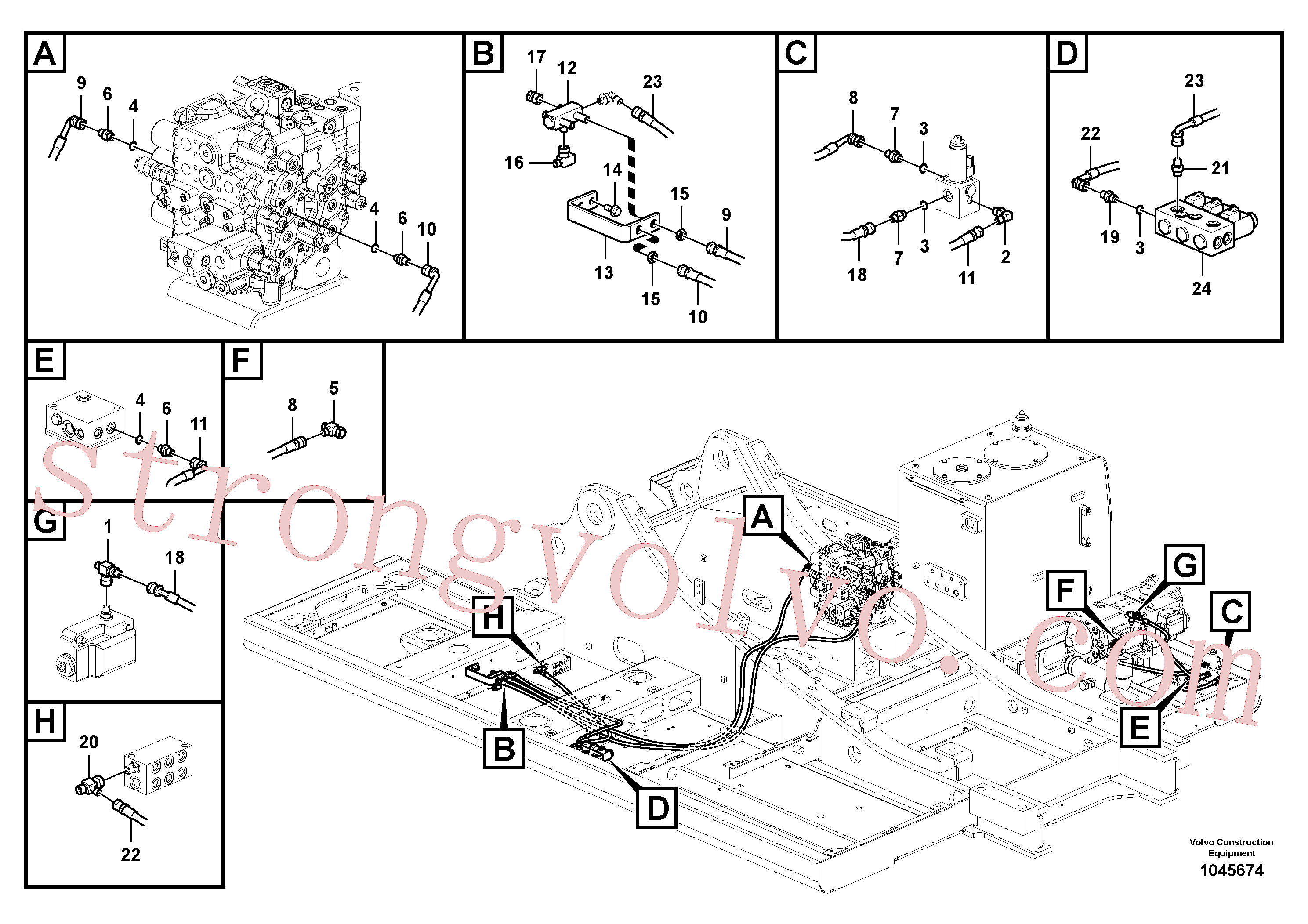 SA9453-02246 Volvo Hidráulica de serviço, martelo e cortador para fluxo da bomba principal(1045674 Montagem)