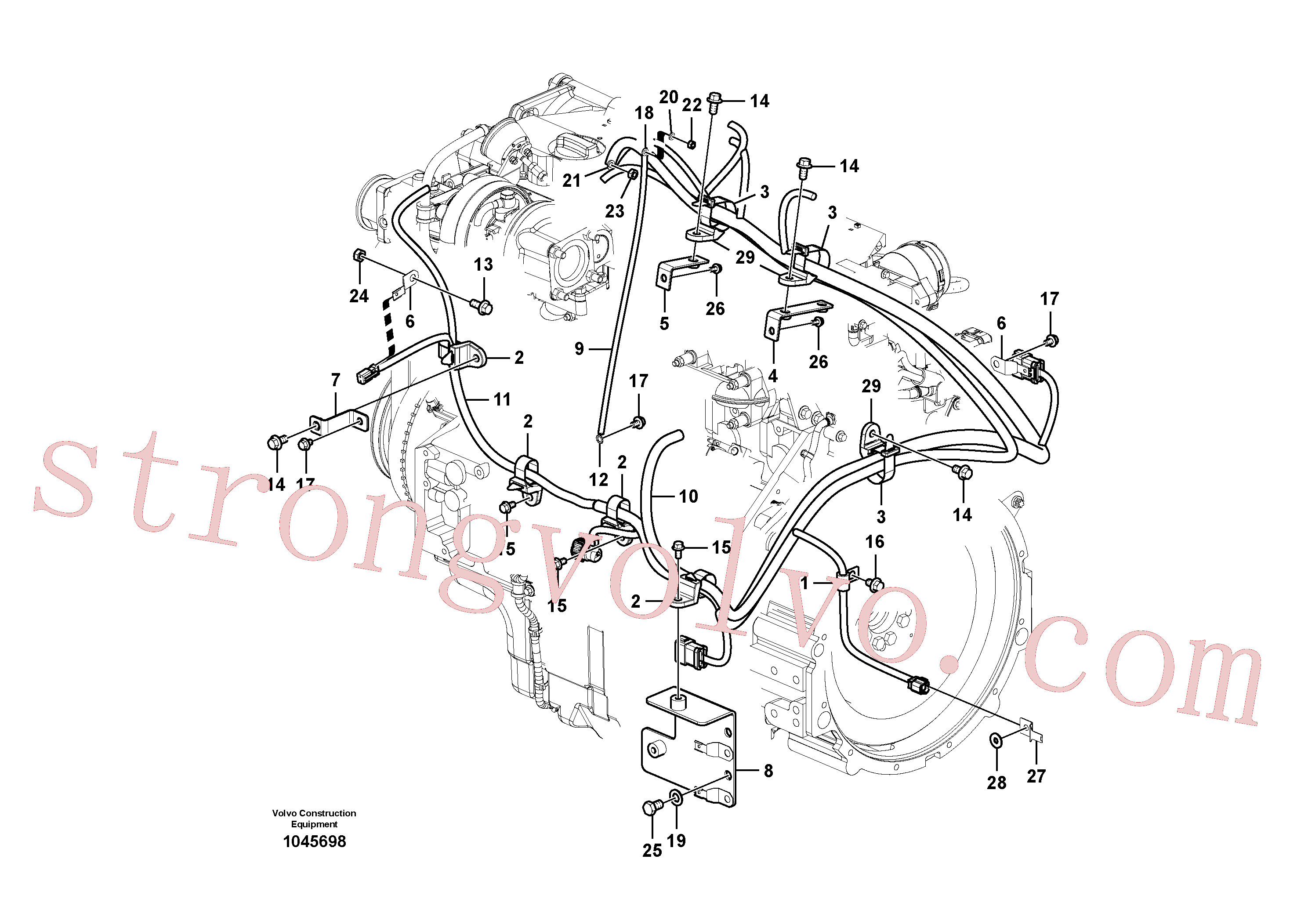VOE14523657 Volvo Cablagem, motor(1045698 Montagem)