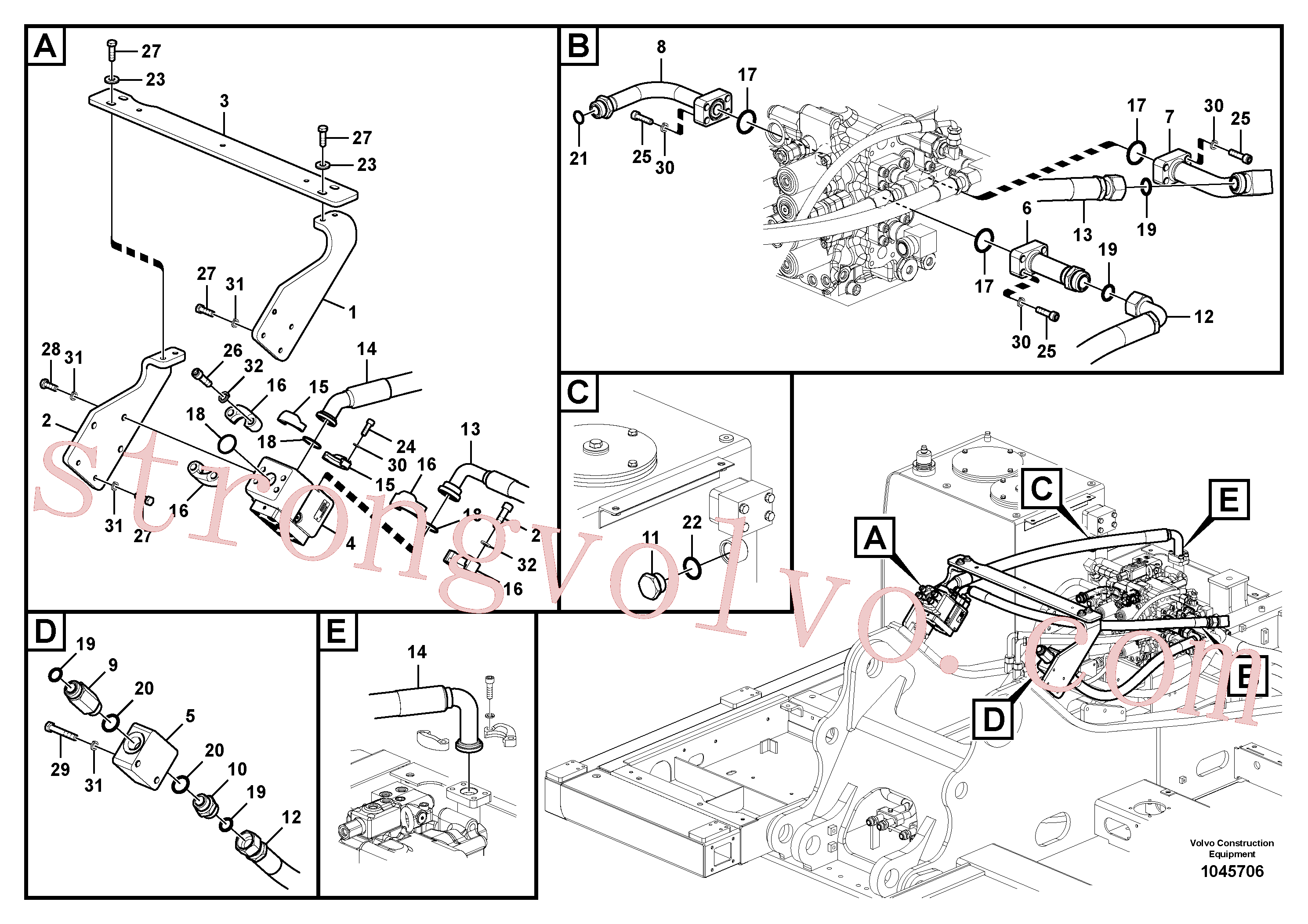 VOE14511942 Volvo Hidráulica de serviço, martelo e cortador para topo(1045706 Montagem)