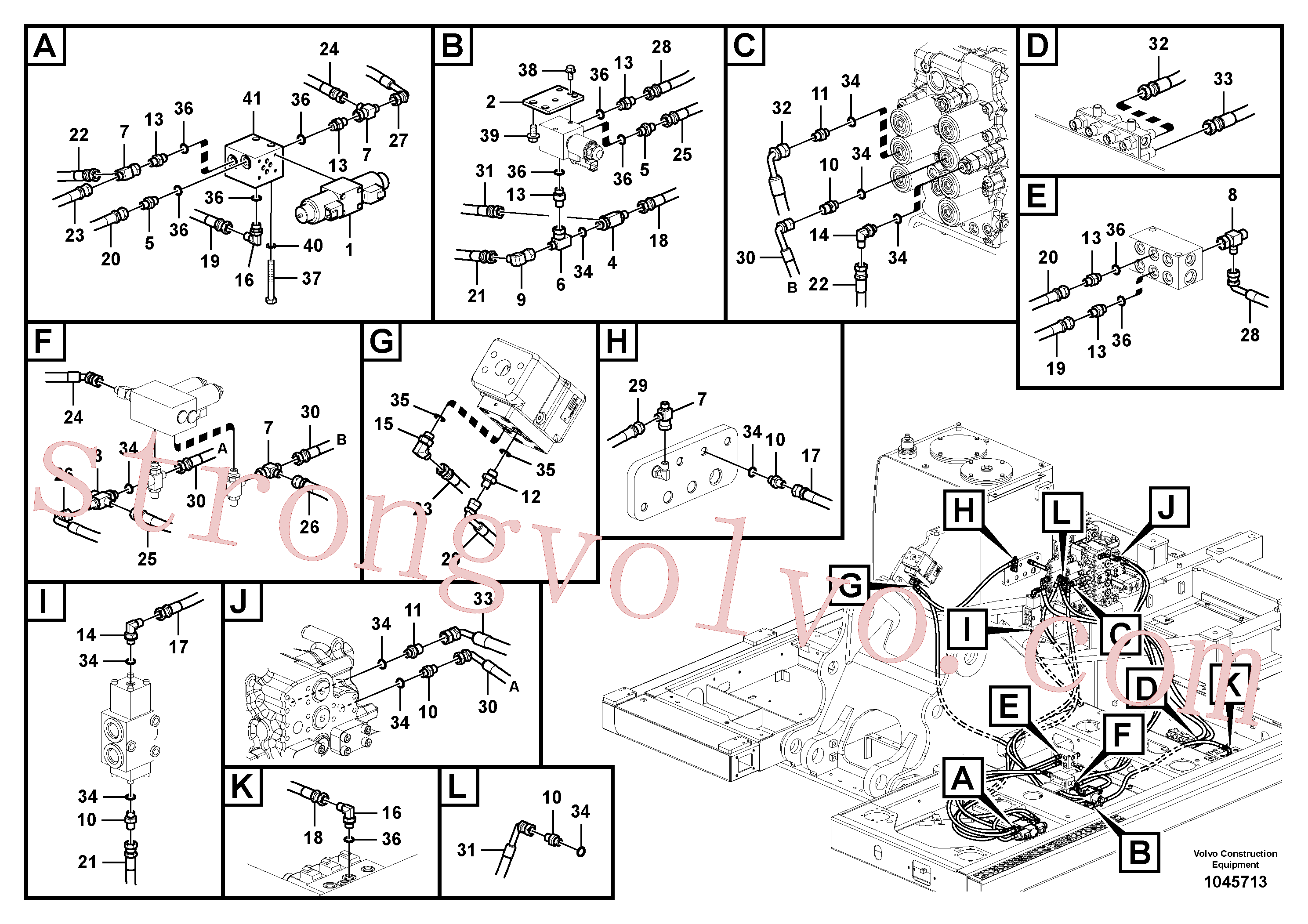 SA9413-31020 Volvo Hidráulica de serviço, martelo e cortador para fluxo da bomba auxiliar(1045713 Montagem)