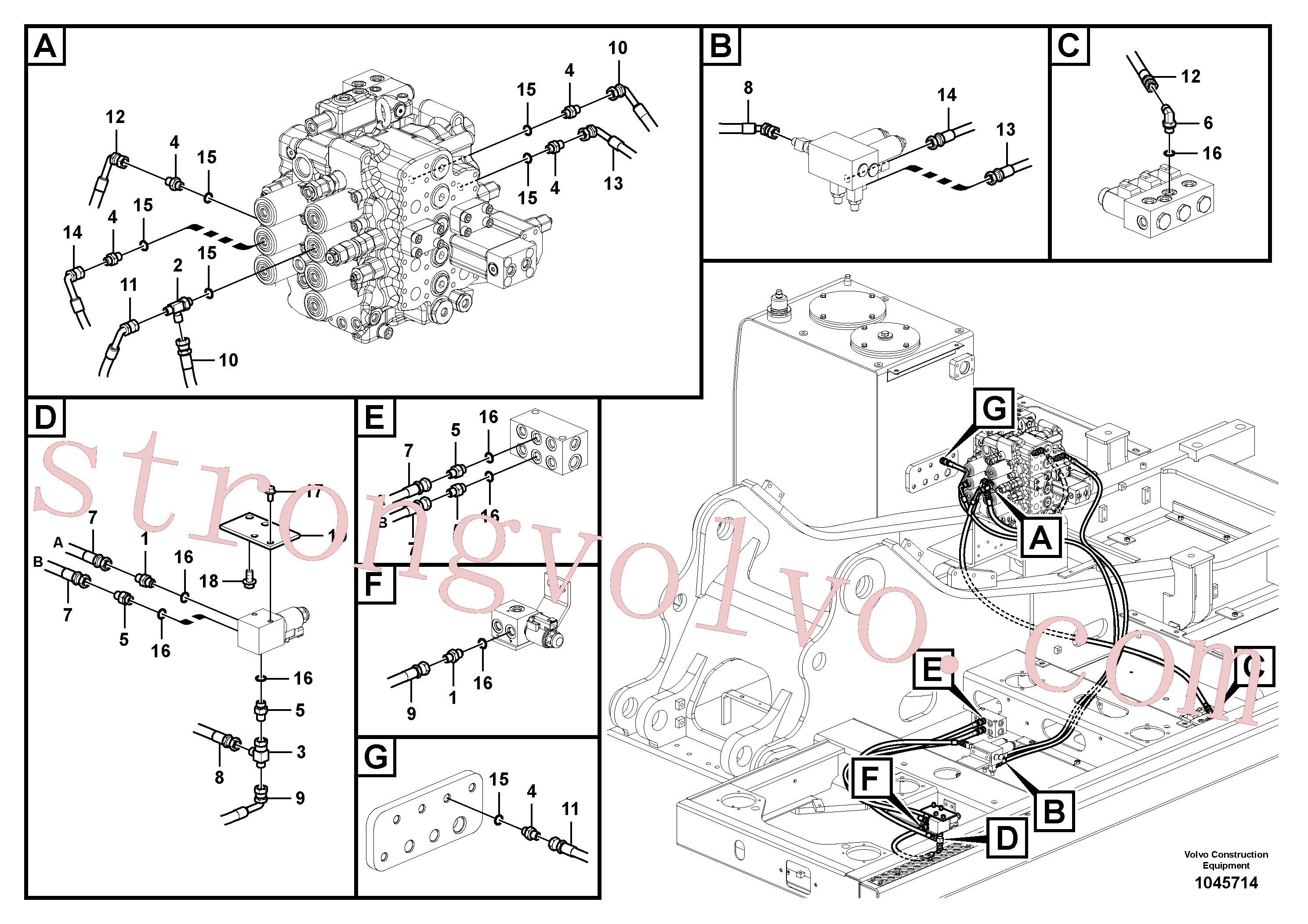 SA9413-31020 Volvo Hidráulica de serviço, martelo e cortador para fluxo da bomba principal(1045714 Montagem)