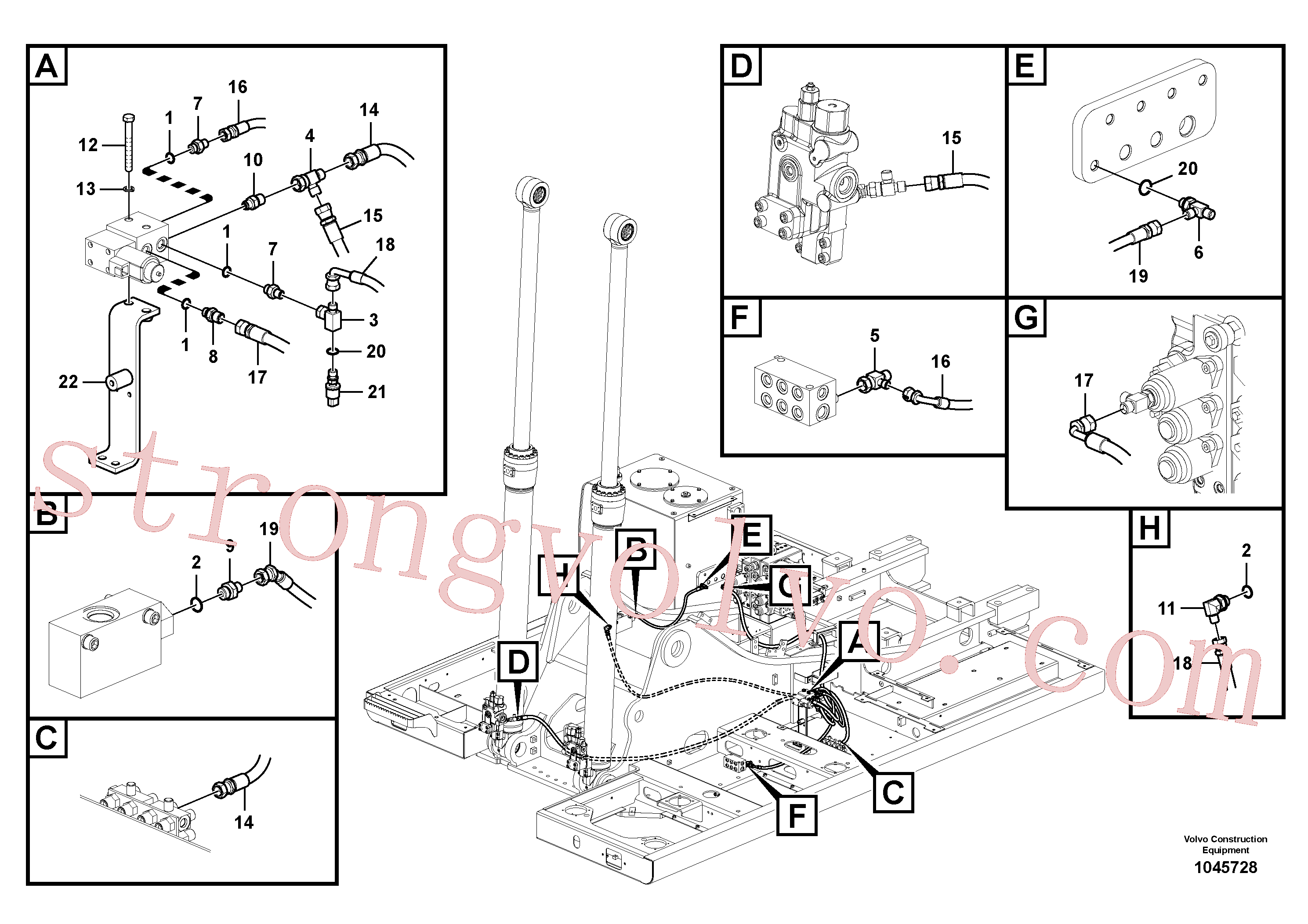 Atacado SA9451-03257 Mangueira completa Volvo escavadeira