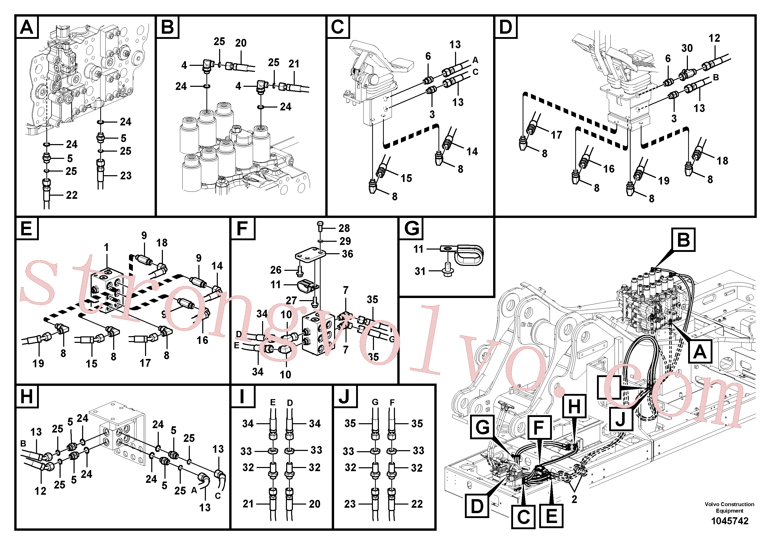 China Made VOE937142 Mangueira completa Volvo Acessórios para escavadeira