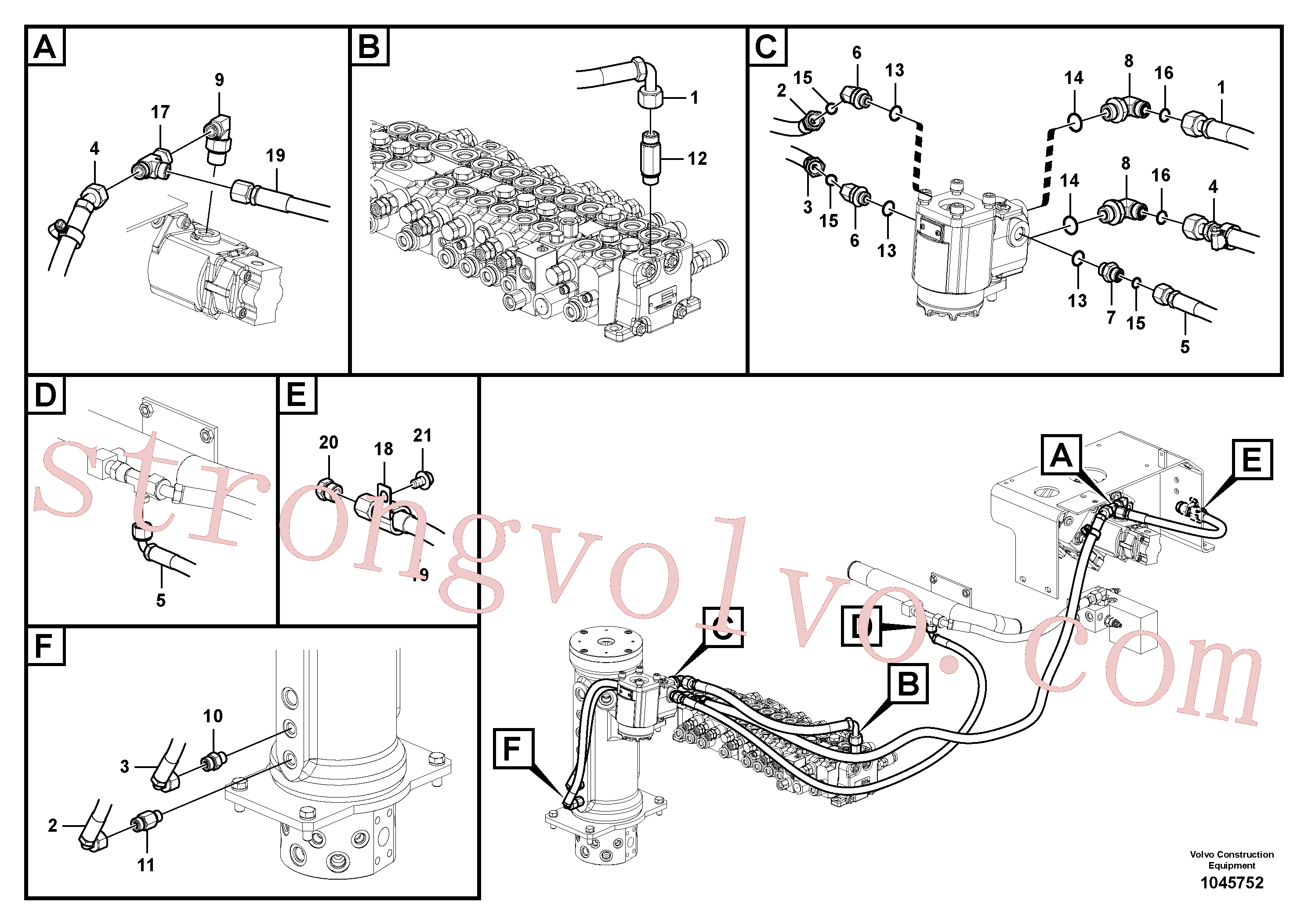VOE15175299 Volvo Sistema hidráulico, linha da direcção(1045752 Montagem)