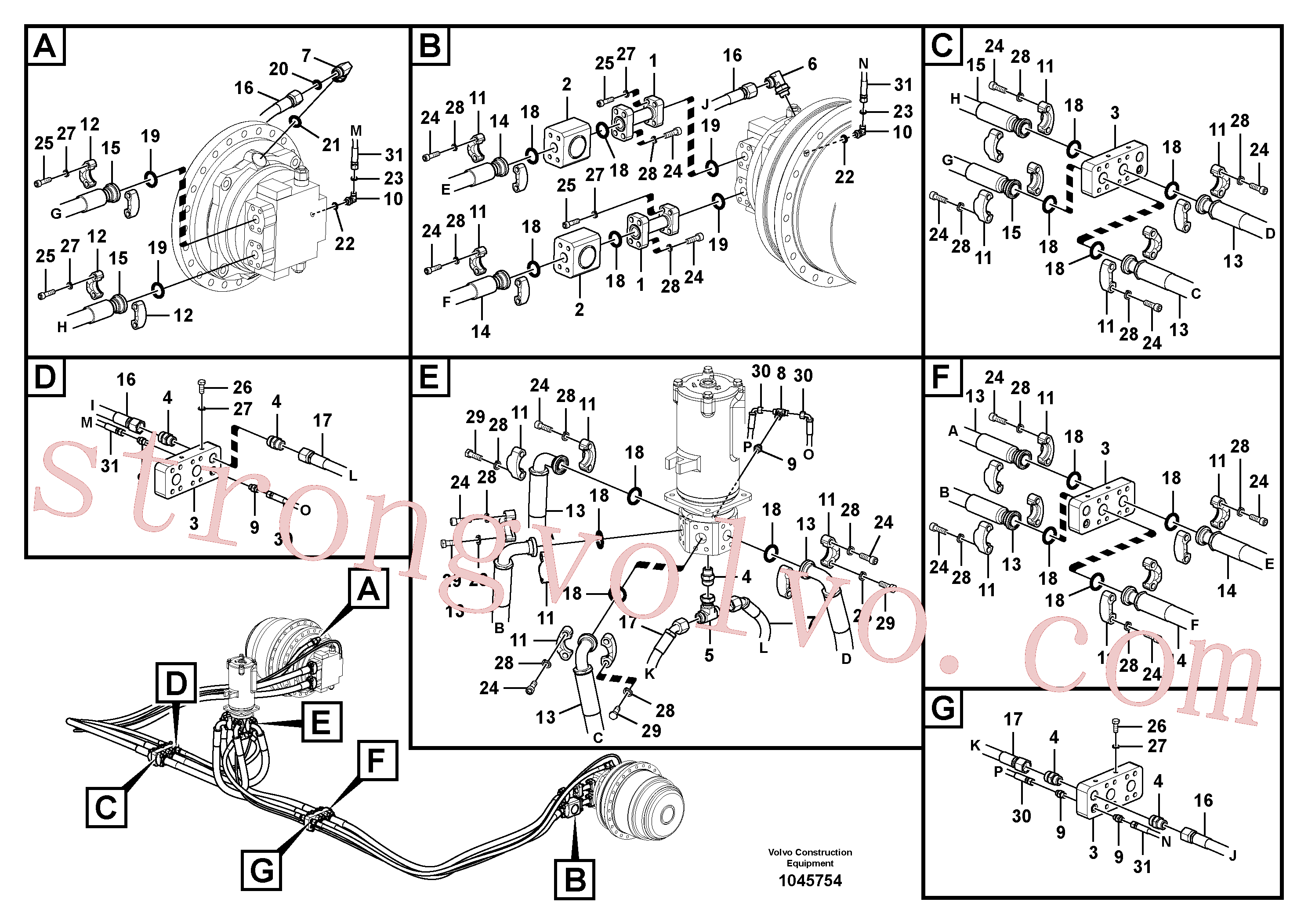 VOE15068473 Volvo Linha da rótula, rótula ao motor de curso(1045754 Montagem)