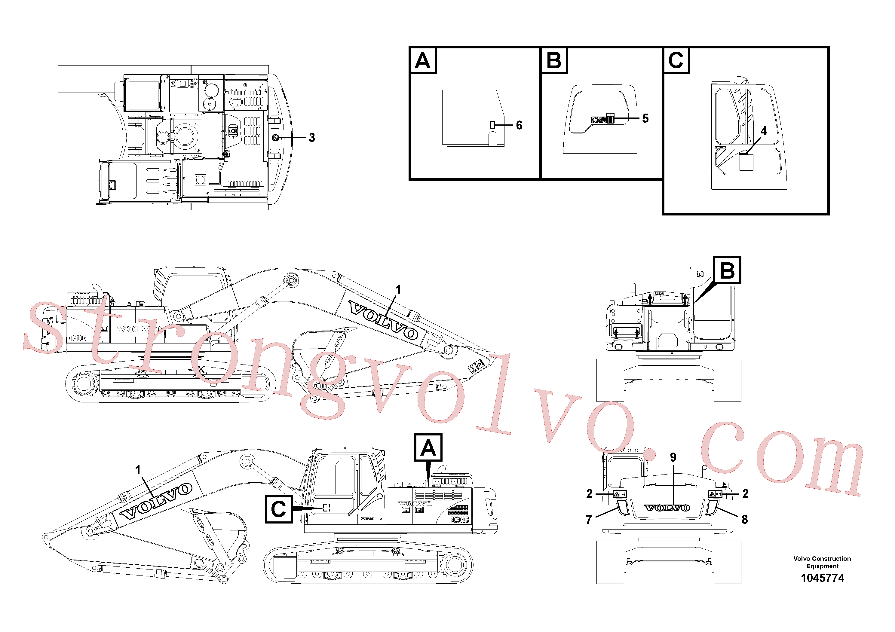VOE14527170 Volvo Etiquetas adesivas(1045774 Montagem)