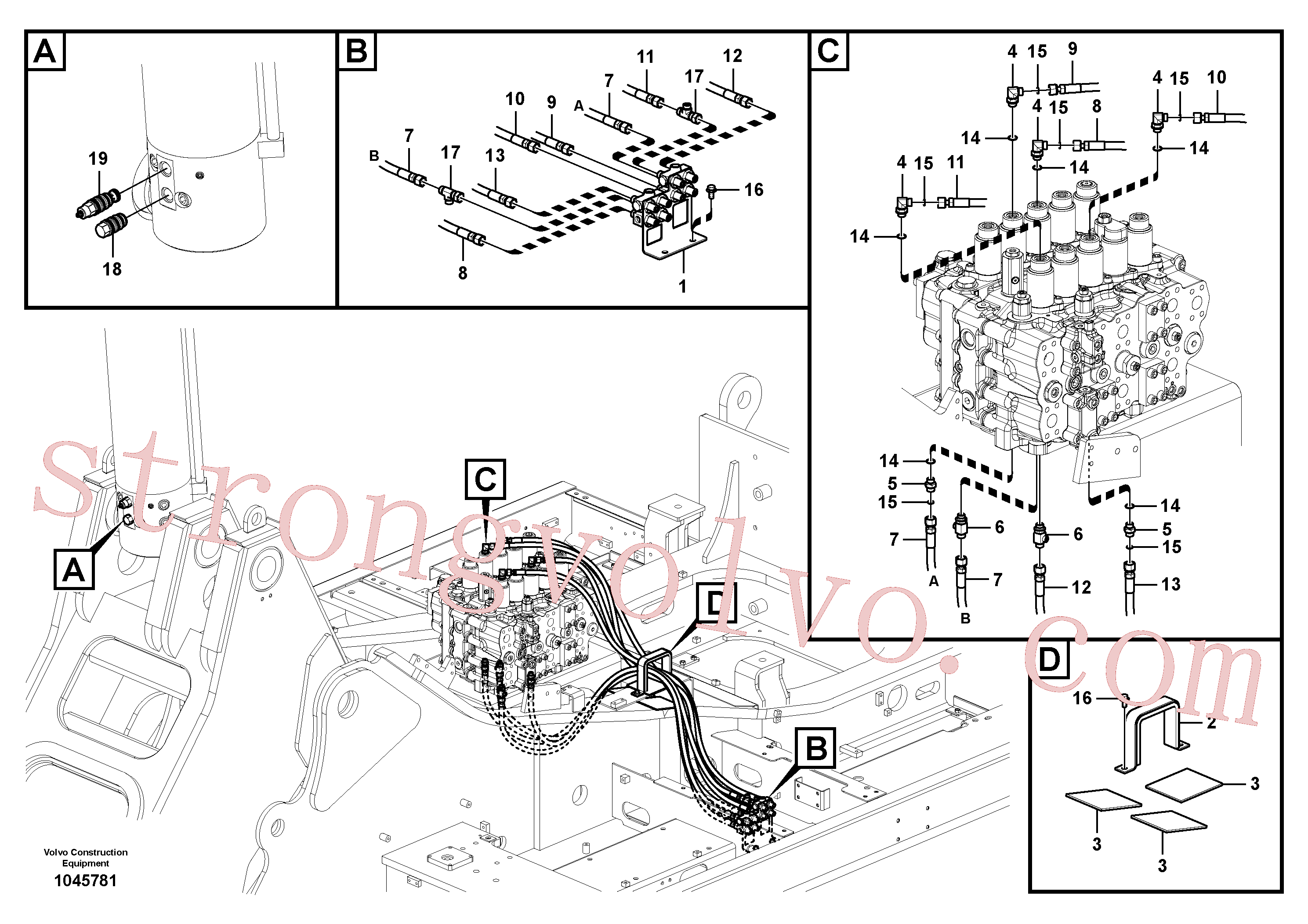VOE13933995 Volvo Sistema servomotor, mudança da função da alavanca(1045781 Montagem)