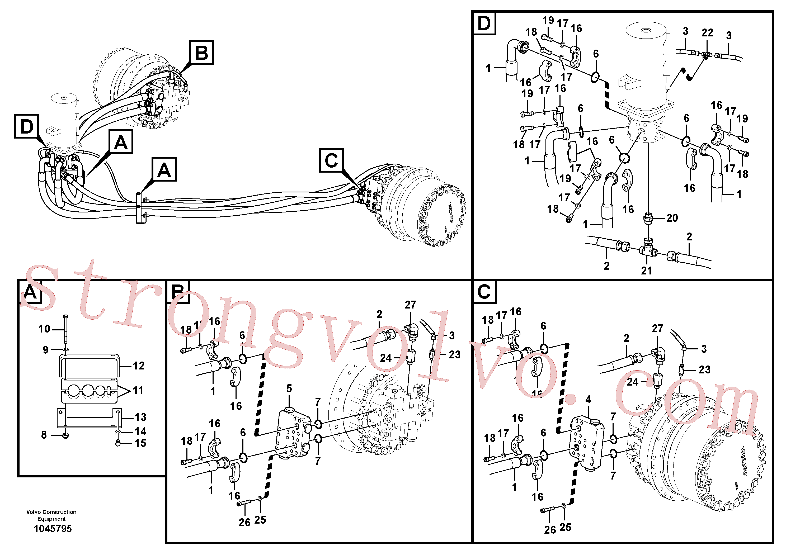 VOE14535902 Volvo Linha da rótula, rótula ao motor de curso(1045795 Montagem)