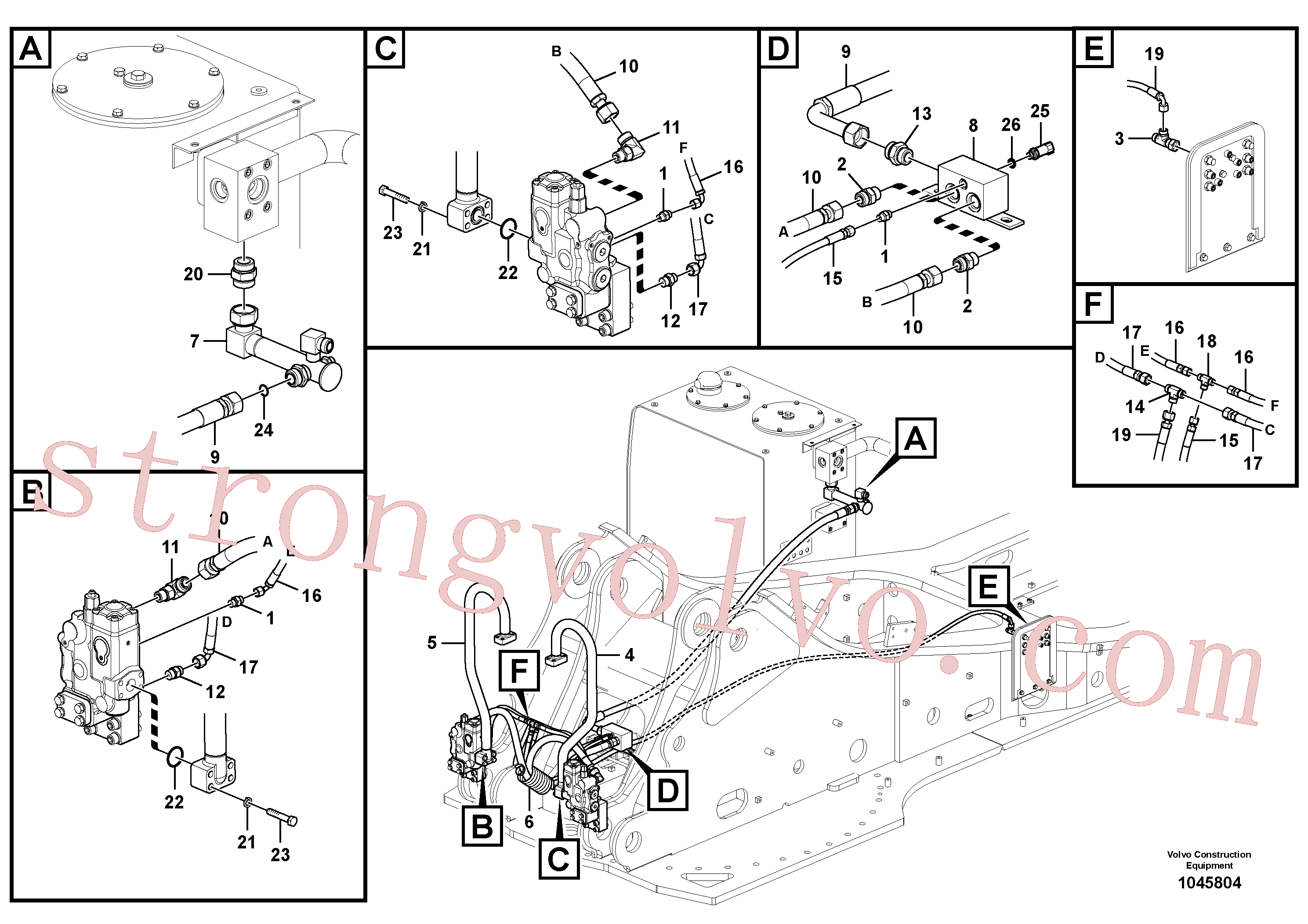 VOE14573695 Volvo Hidráulica de serviço, ruptura da lança(1045804 Montagem)