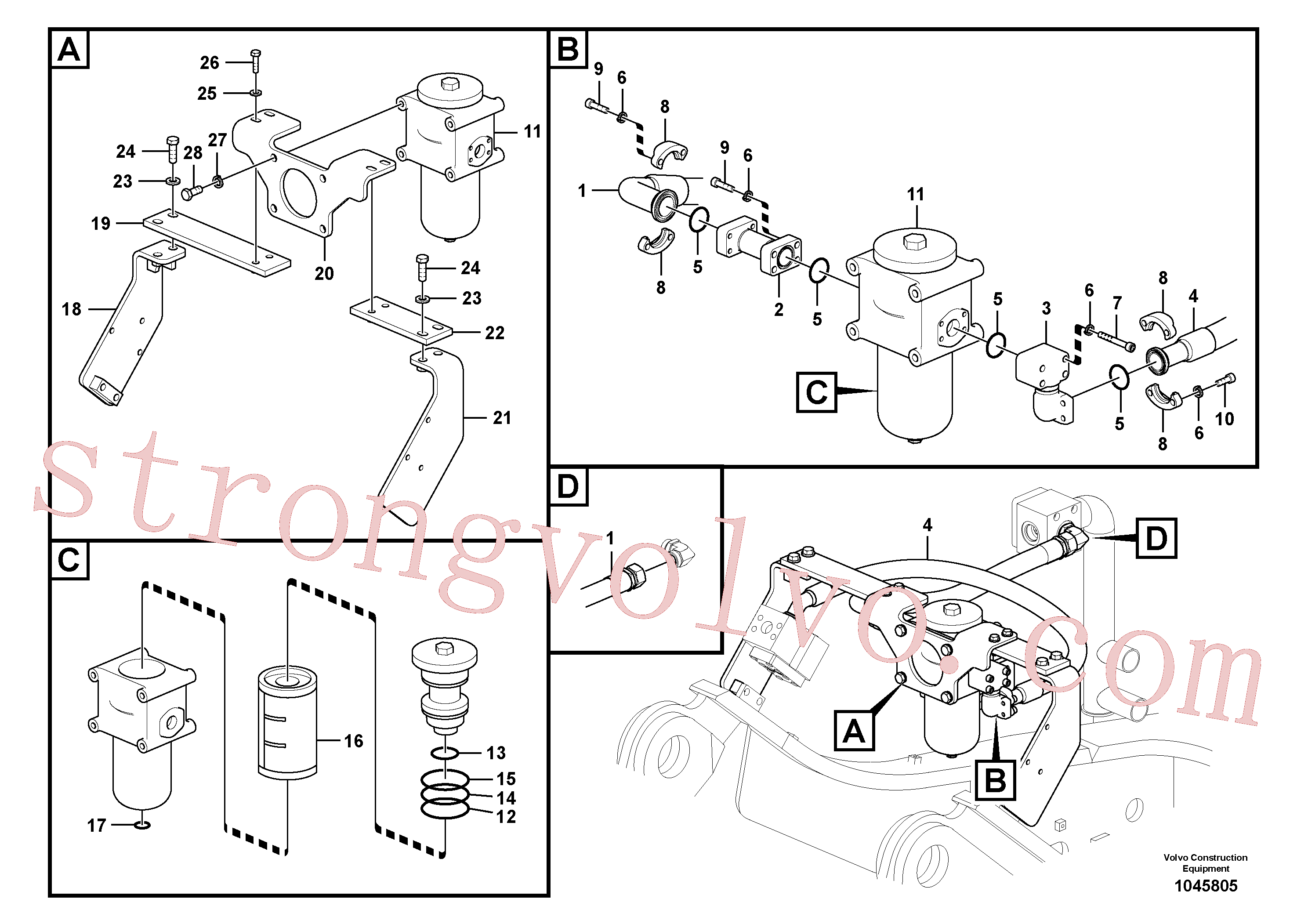 Atacado VOE14596732 Suporte Volvo escavadeira