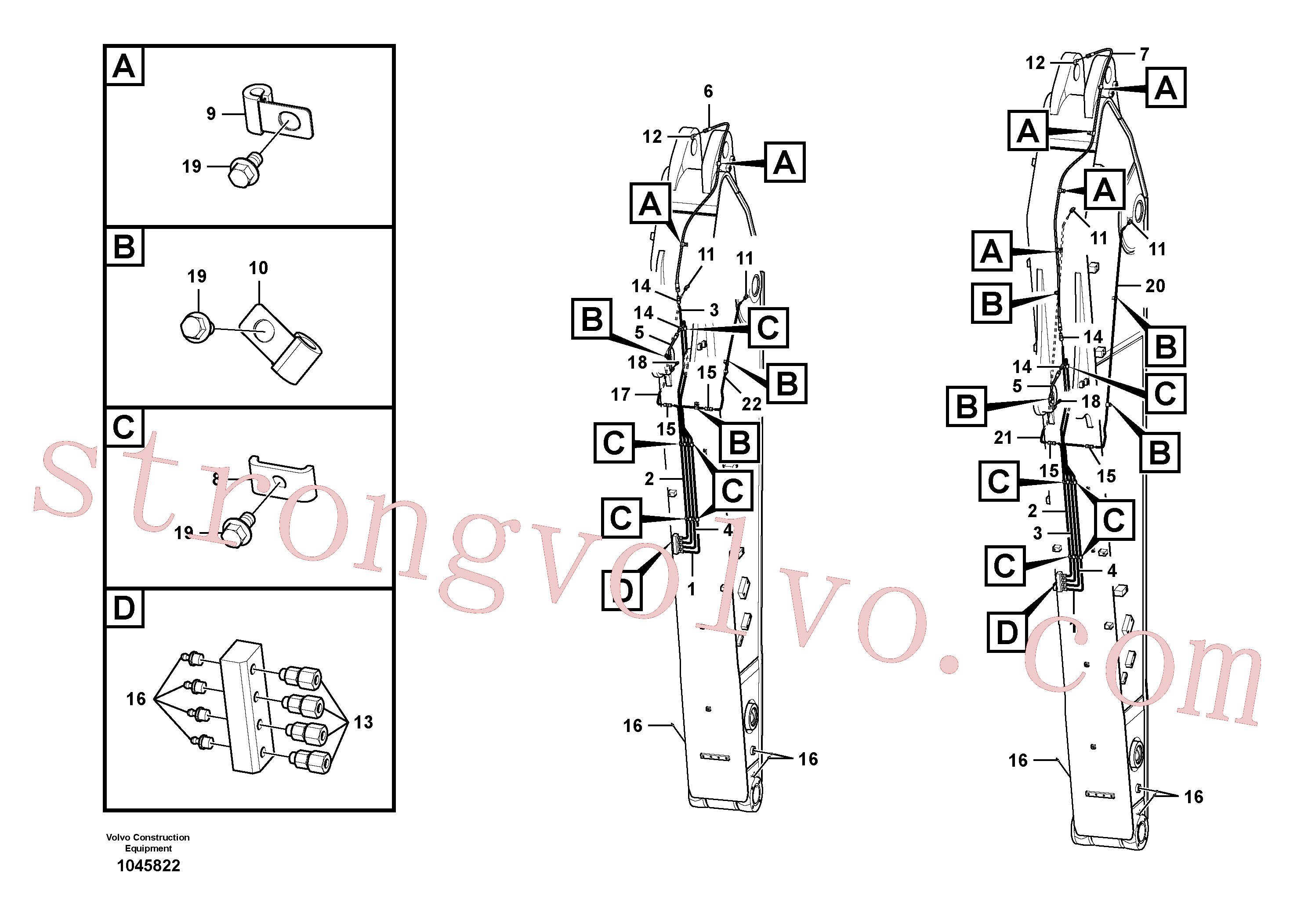 SA9482-02440 Volvo Tubagem de massa e do braço de afundamento com sede da tubagem(1045822 Montagem)