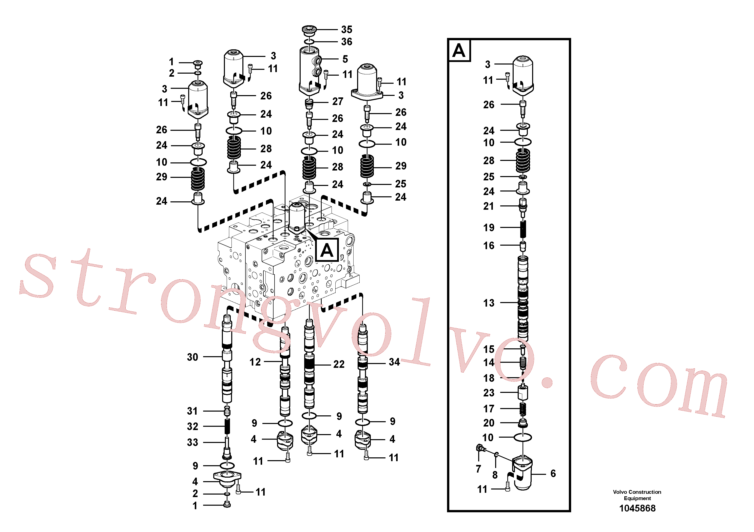 VOE14577705 Volvo Válvula mestra de comando(1045868 Montagem)
