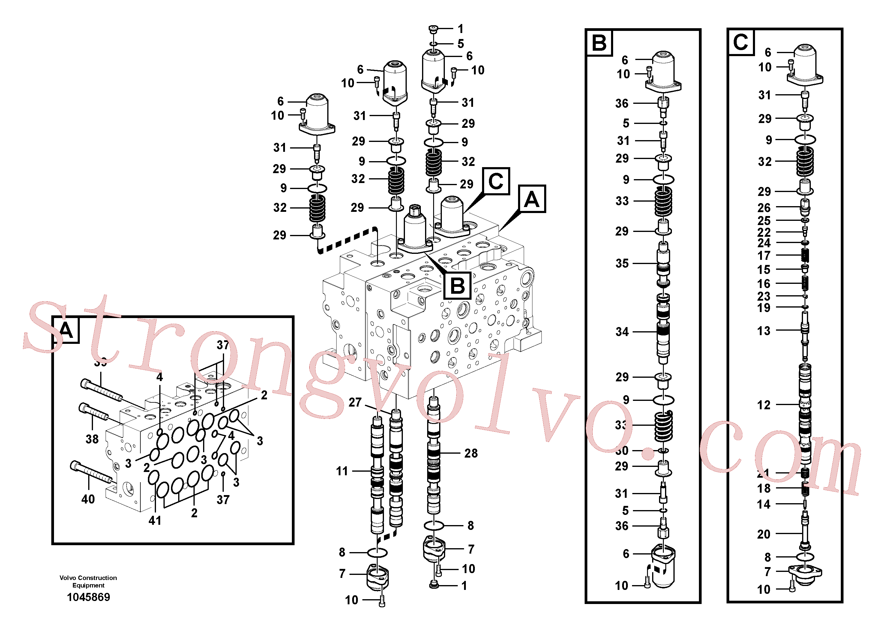 VOE14607385 Volvo Válvula mestra de comando(1045869 Montagem)