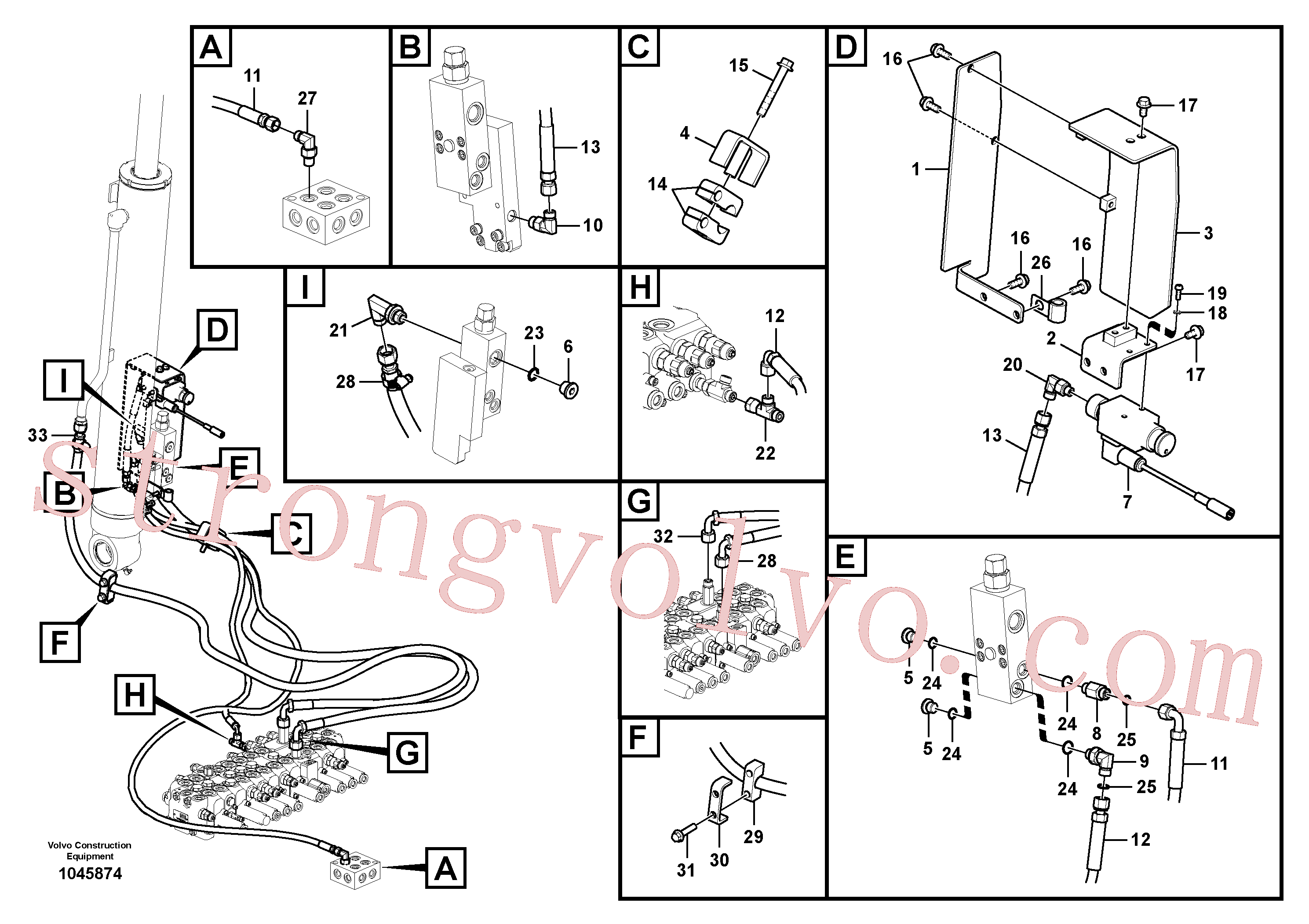 VOE14881286 Volvo Hidráulica de serviço, ruptura da lança(1045874 Montagem)