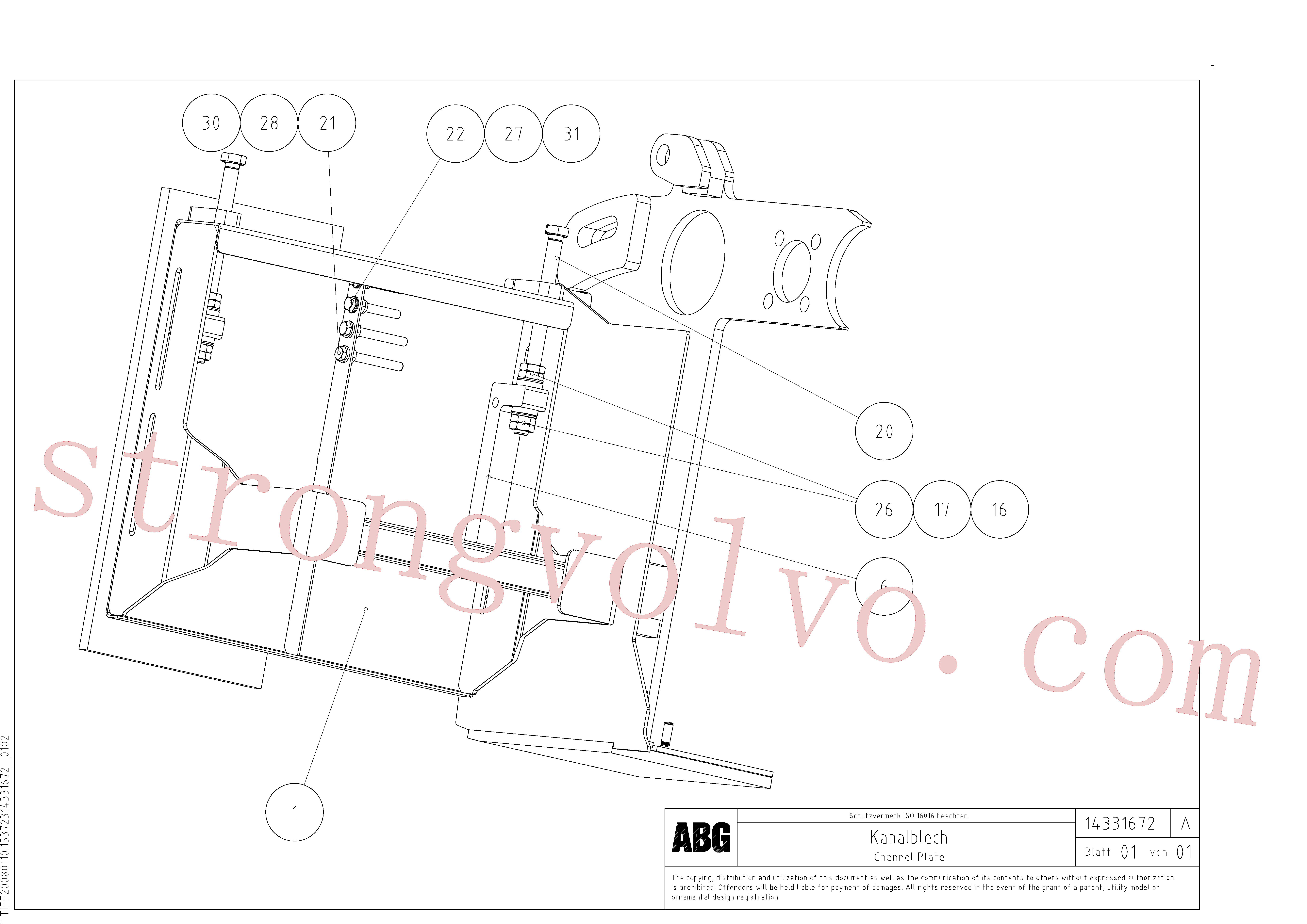 Volvo Acessórios para escavadeira RM14331722 Chapa Acessórios
