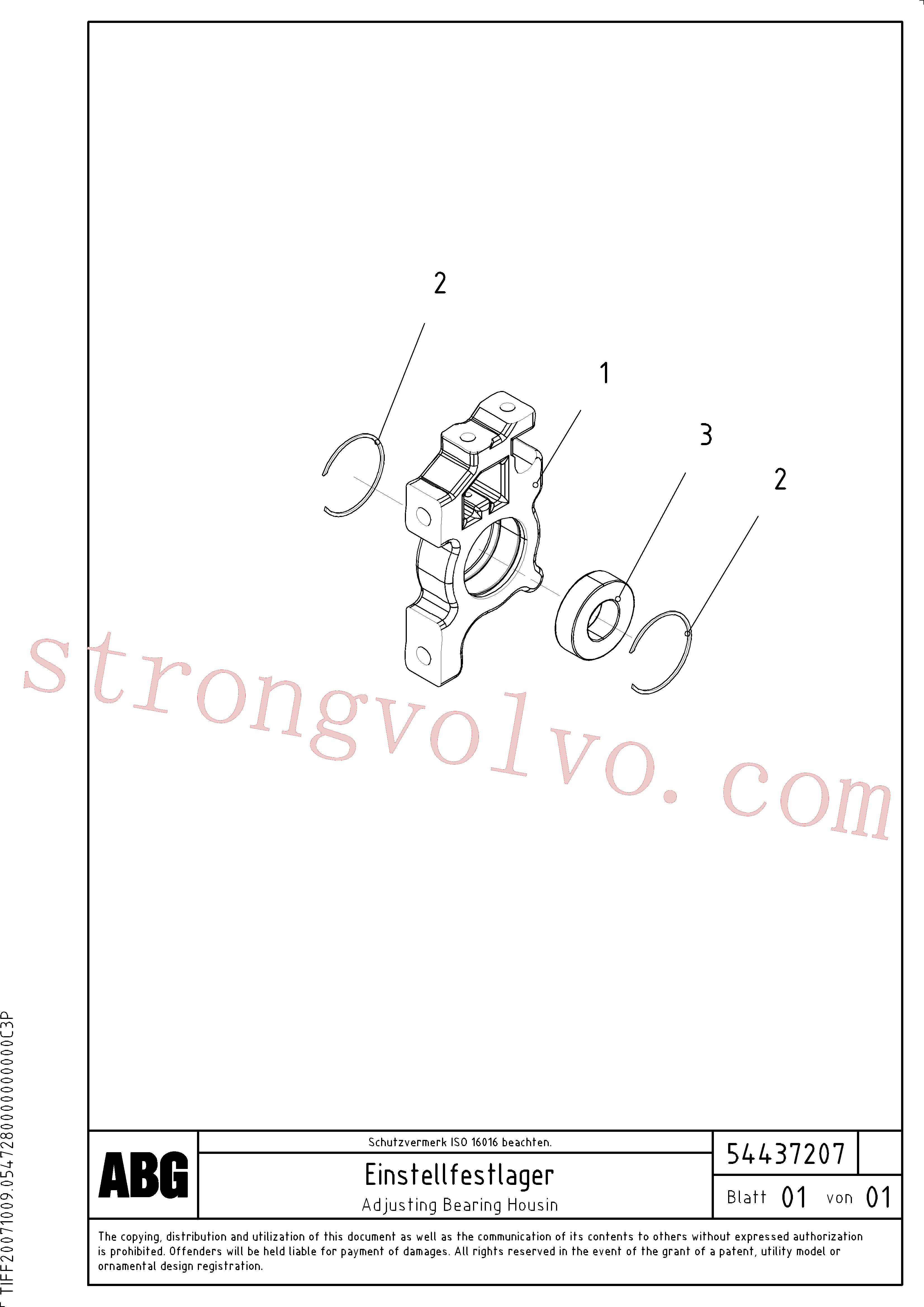 Volvo Montagem RM54437124 Caixa de mancais Acessórios