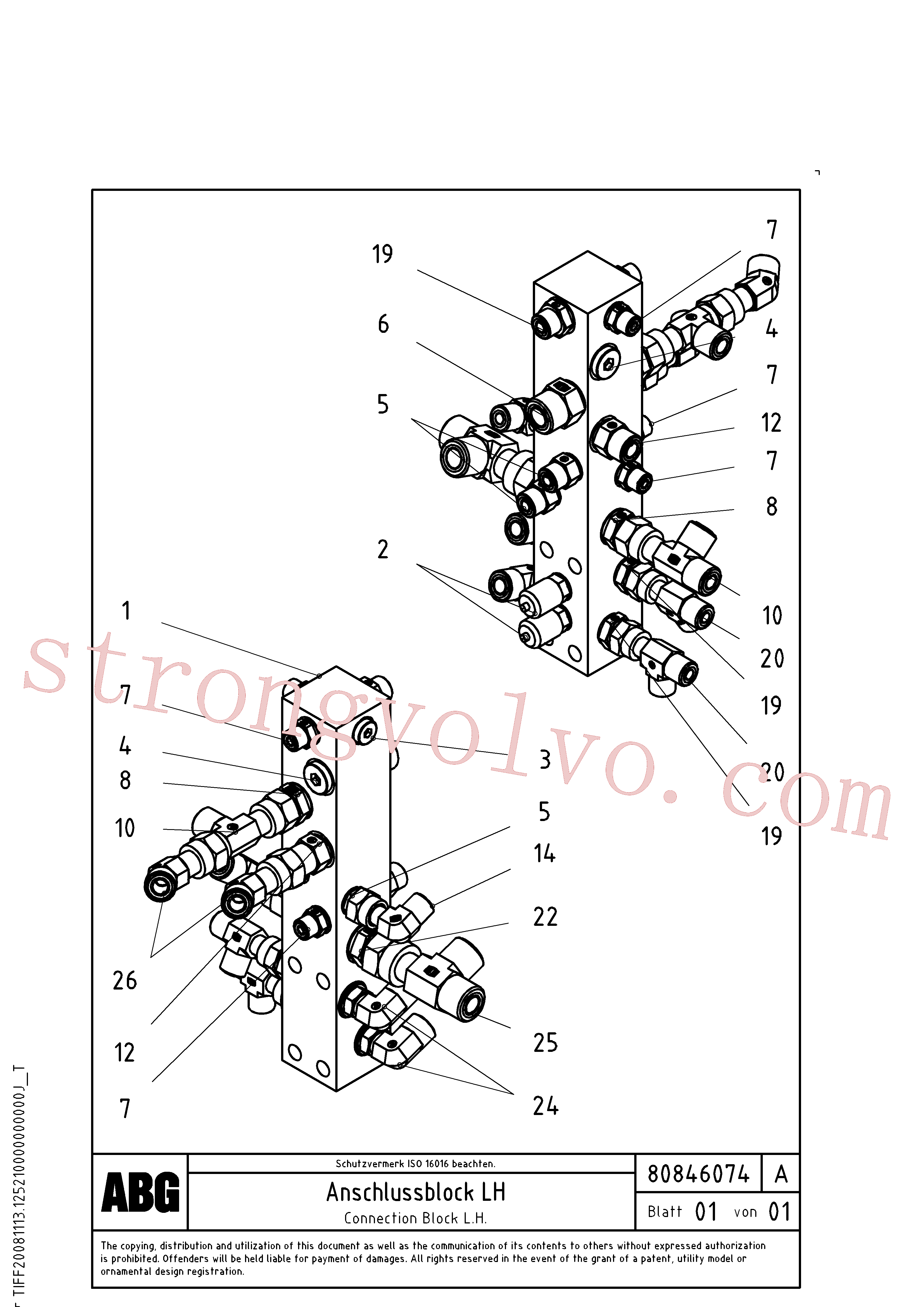 China Made RM54487806 Bloco de acoplamento Volvo Acessórios para escavadeira