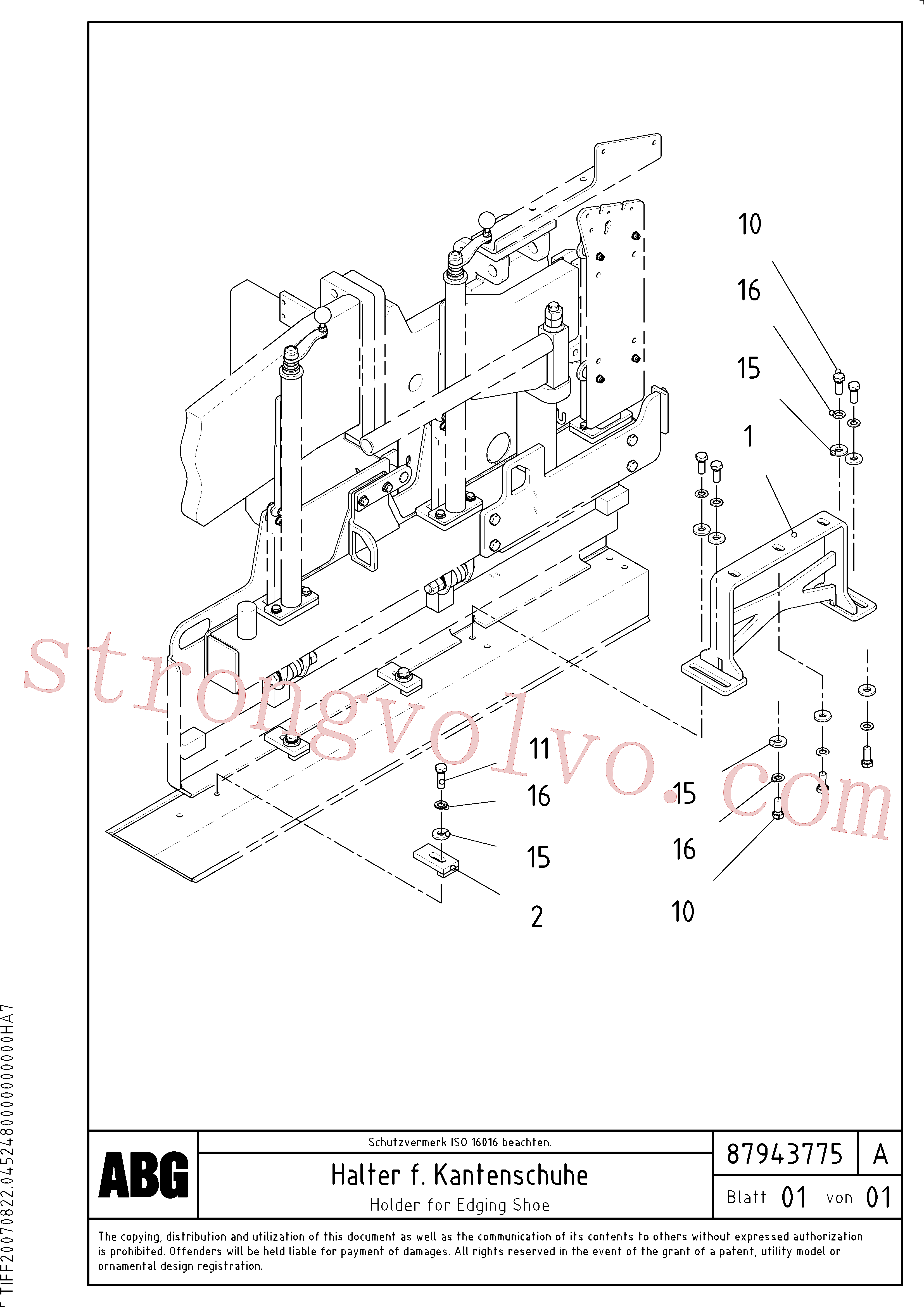 Volvo RM13919022 Braçadeira Volvo Acessórios para escavadeira