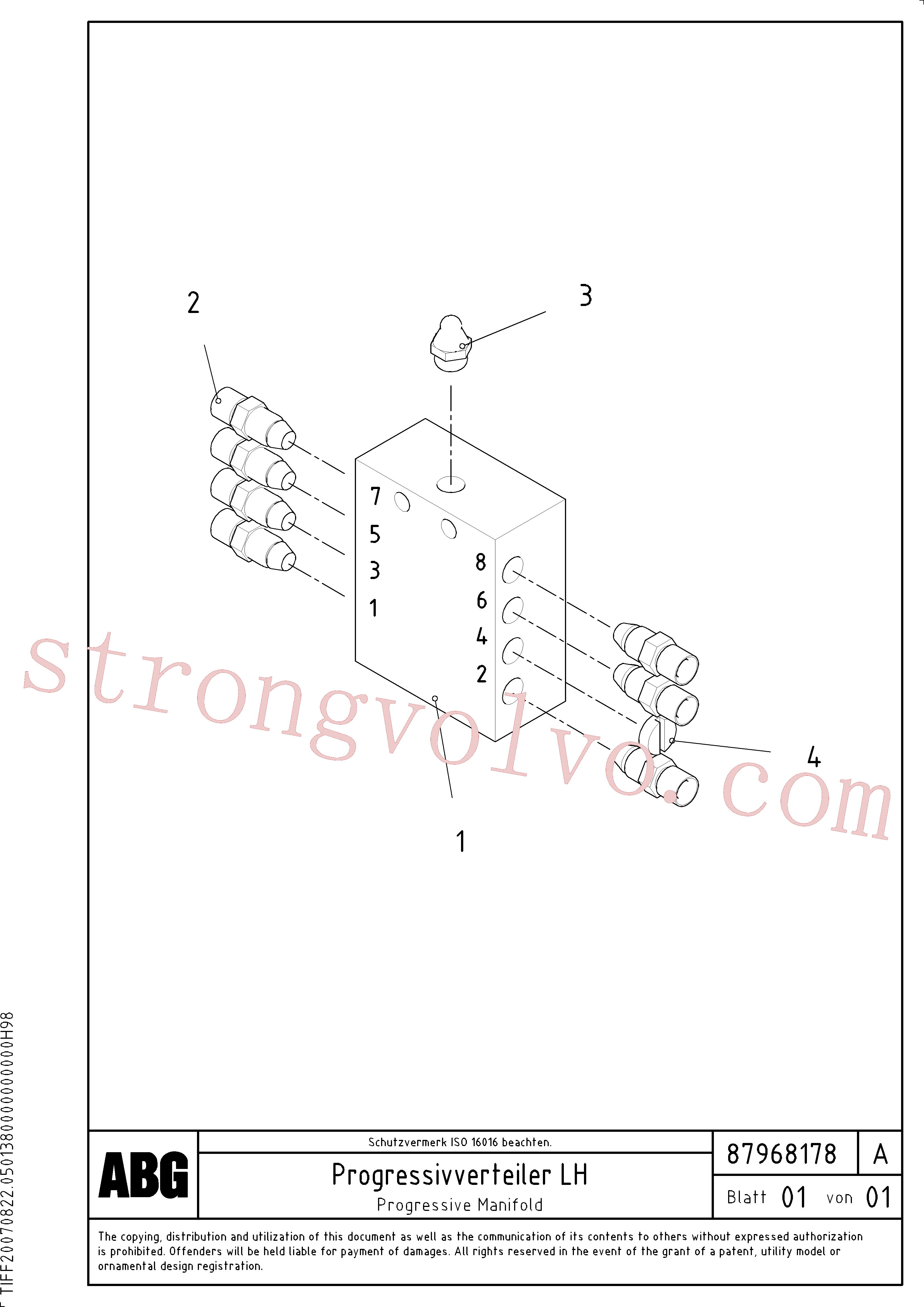 Volvo RM80612047 Corpo da válvula Volvo Acessórios para escavadeira