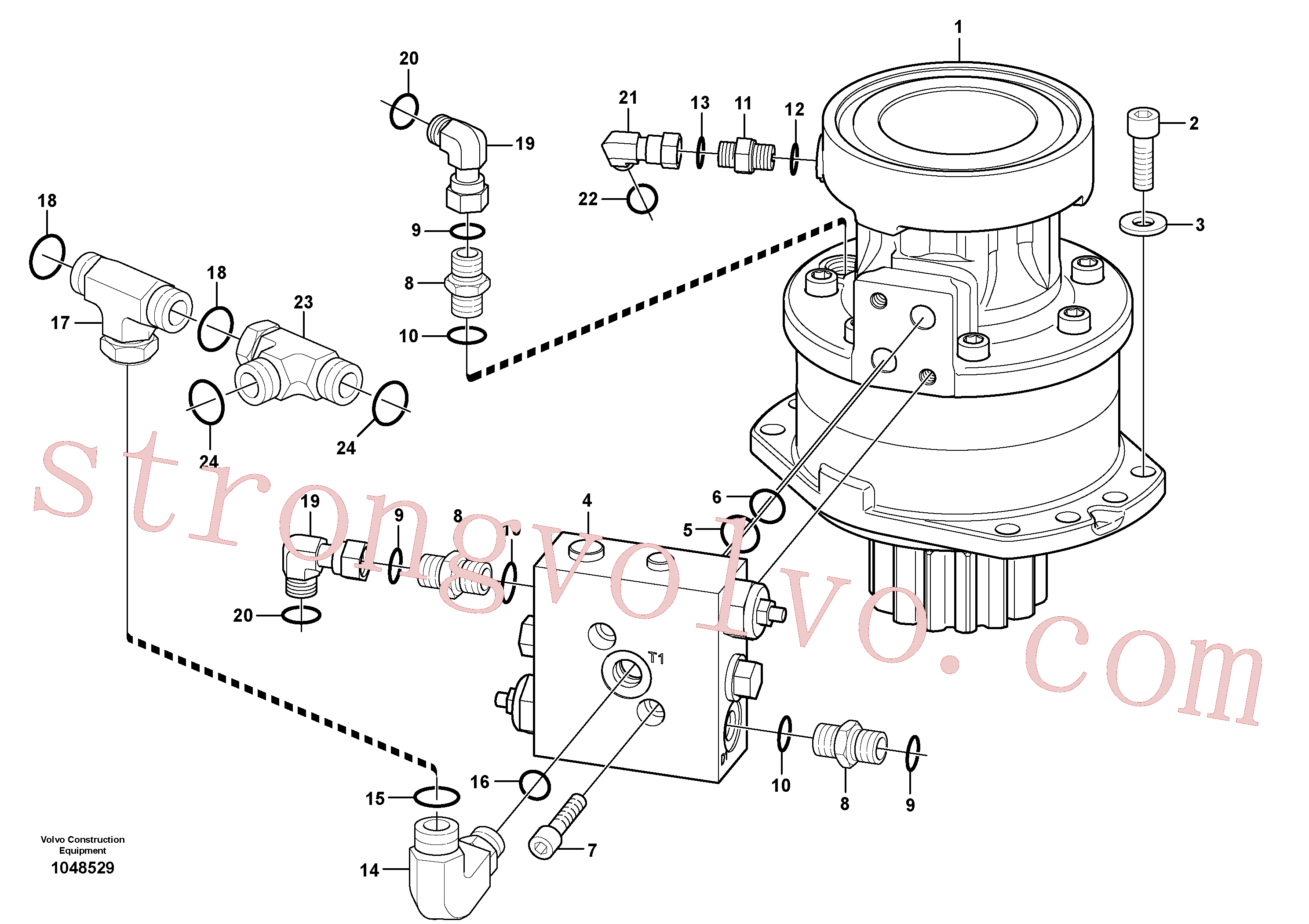 VOE15008011 Volvo Motor de rotação com peças de montagem(1048529 Montagem)