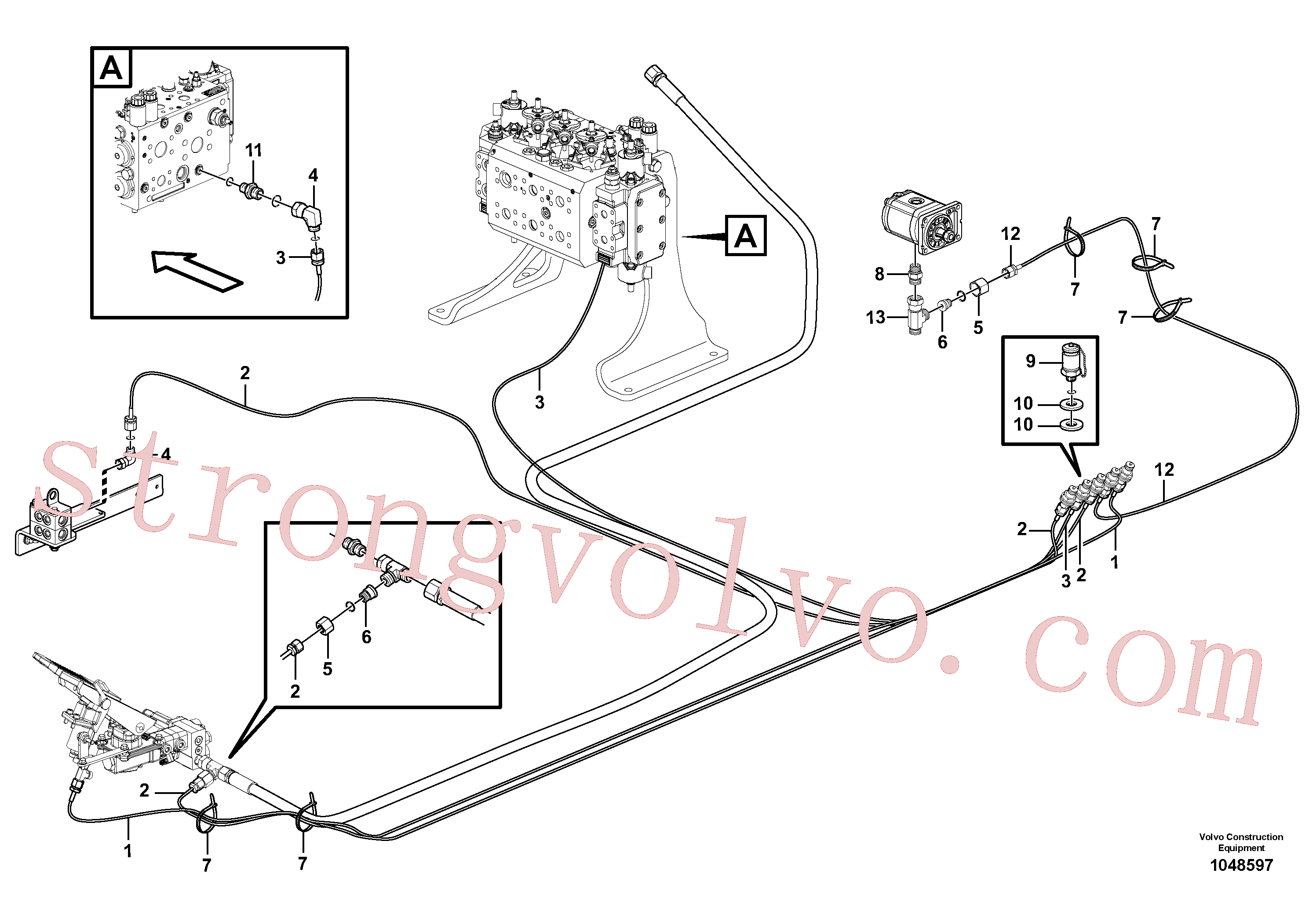VOE14371603 Volvo Sistema servo-hidráulico, manga de ensaio(1048597 Montagem)
