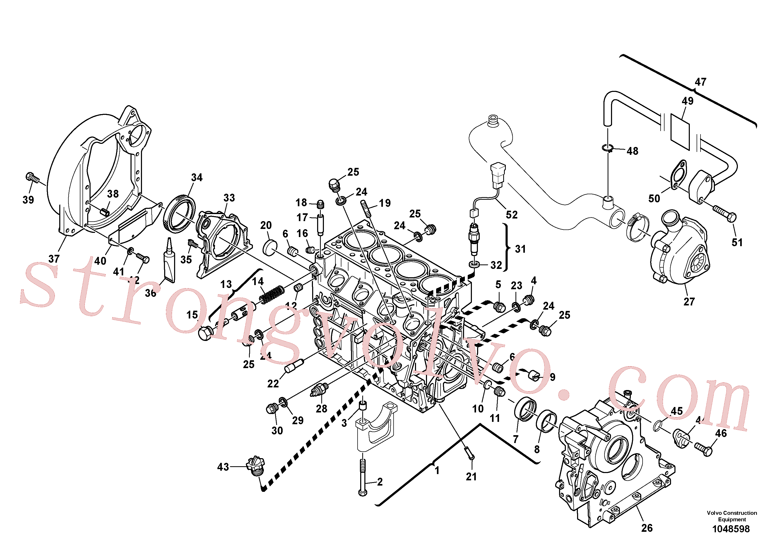 VOE20459941 Volvo Carcaça do motor, ventilação(1048598 Montagem)