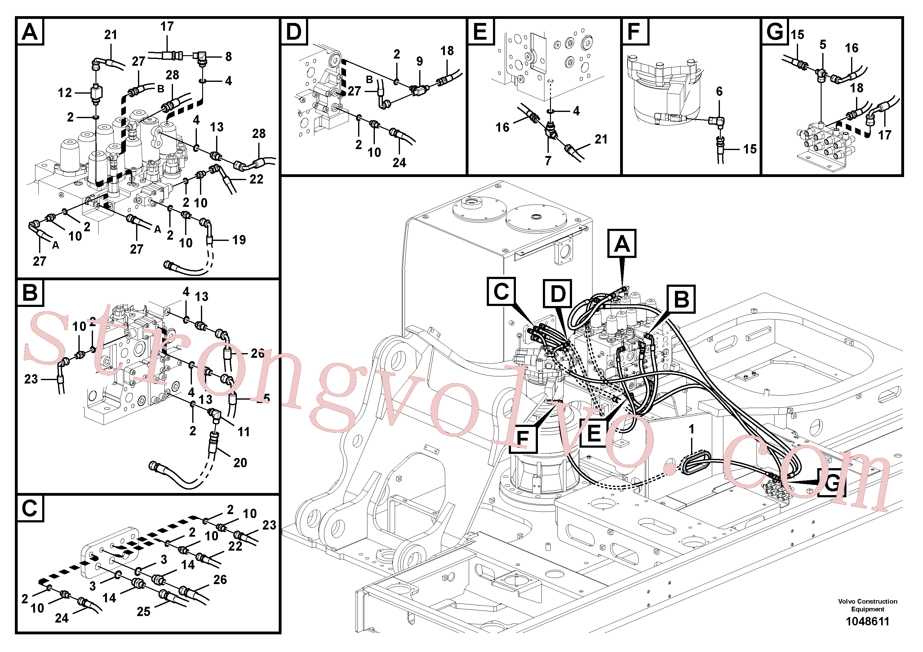 SA9451-02241 Volvo Sistema servomotor, tubagem da válvula de comando(1048611 Montagem)