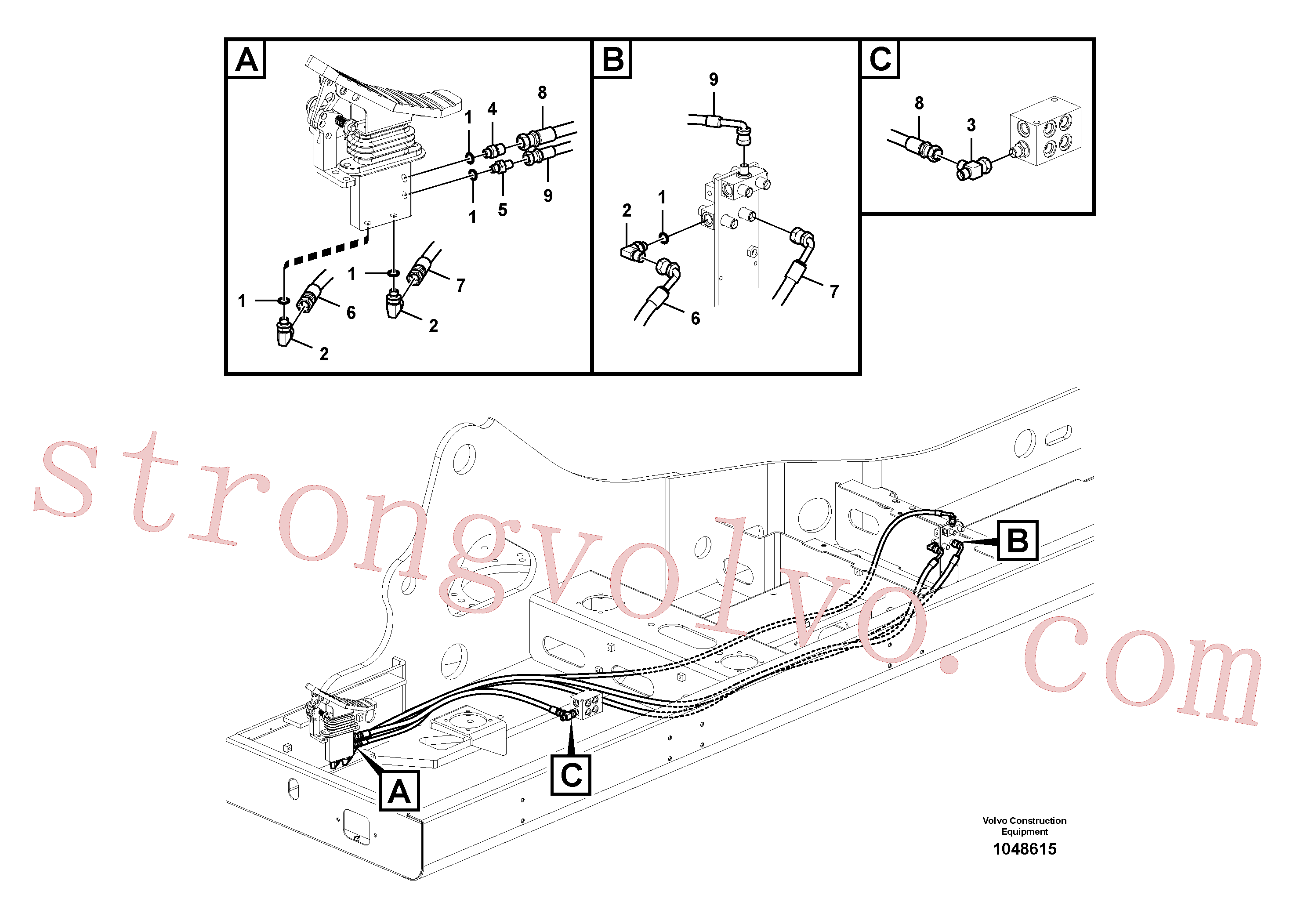 SA9453-03258 Volvo Sistema servomotor, martelo e corte(1048615 Montagem)