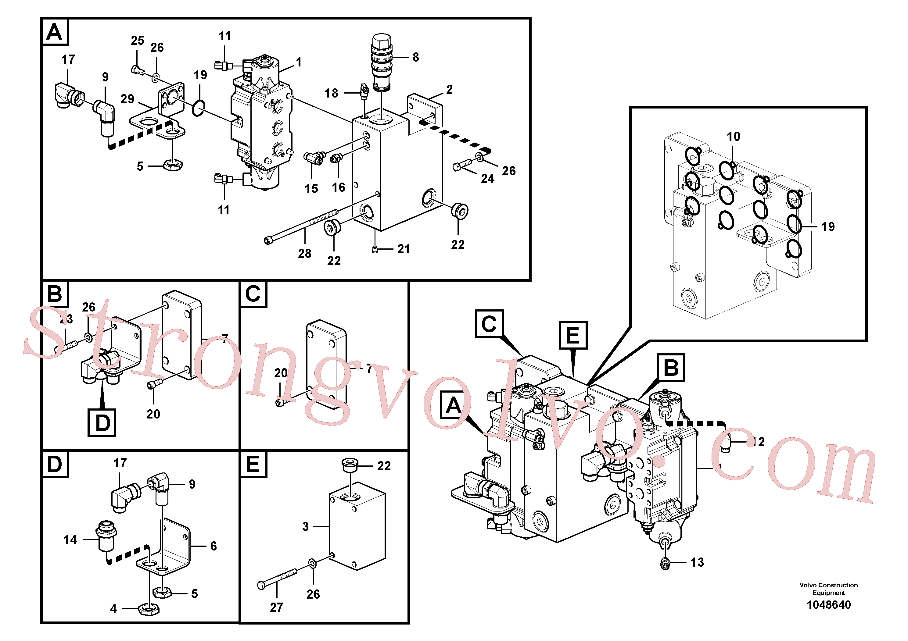 VOE984969 Volvo Válvula mestra de comando(1048640 Montagem)
