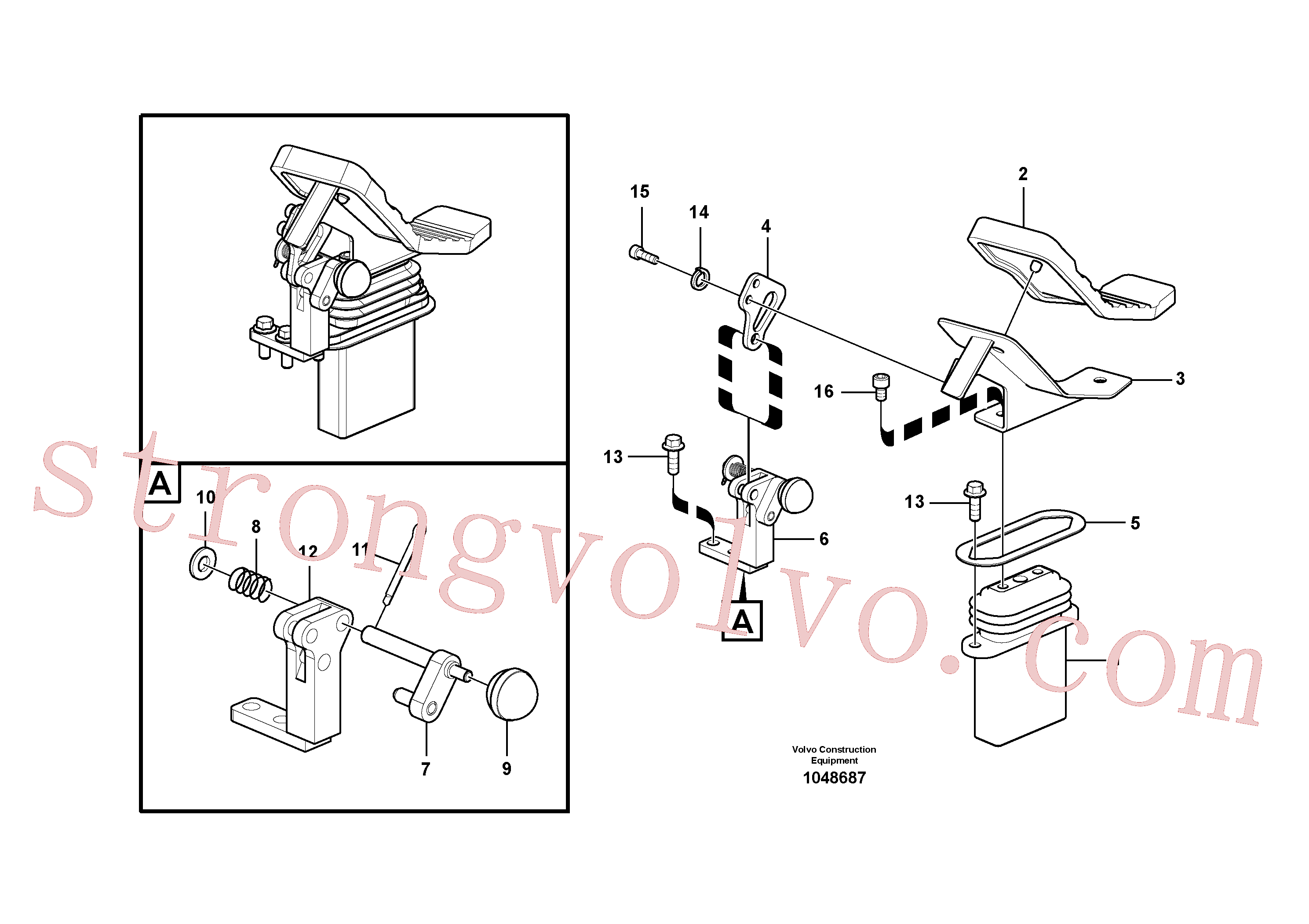 VOE14534437 Volvo Hidráulica de serviço, pedal da válvula de comando à distância para martelo e cortador(1048687 Montagem)