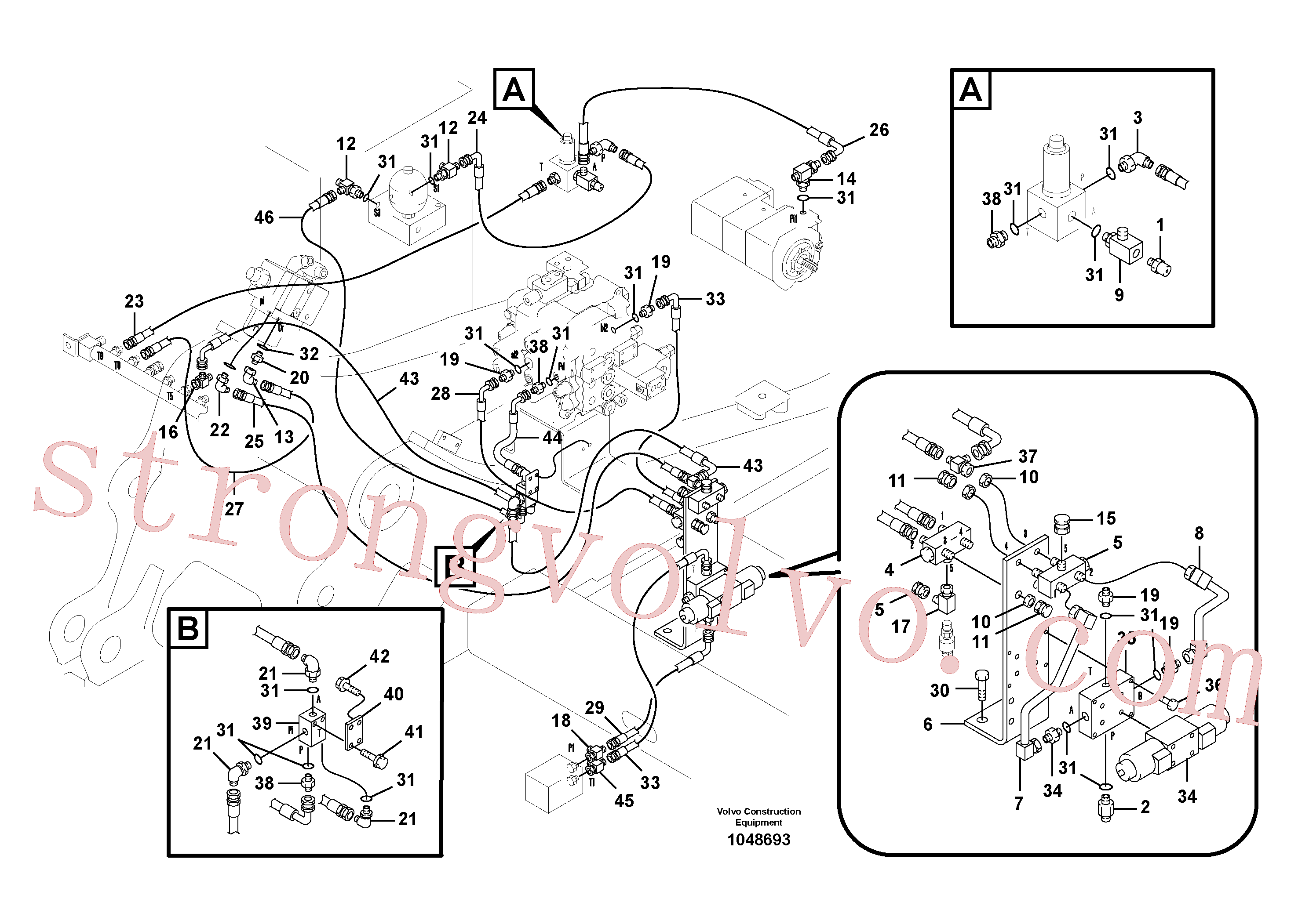 VOE14509464 Volvo Hidráulica de serviço, martelo e cortador para fluxo da bomba principal(1048693 Montagem)