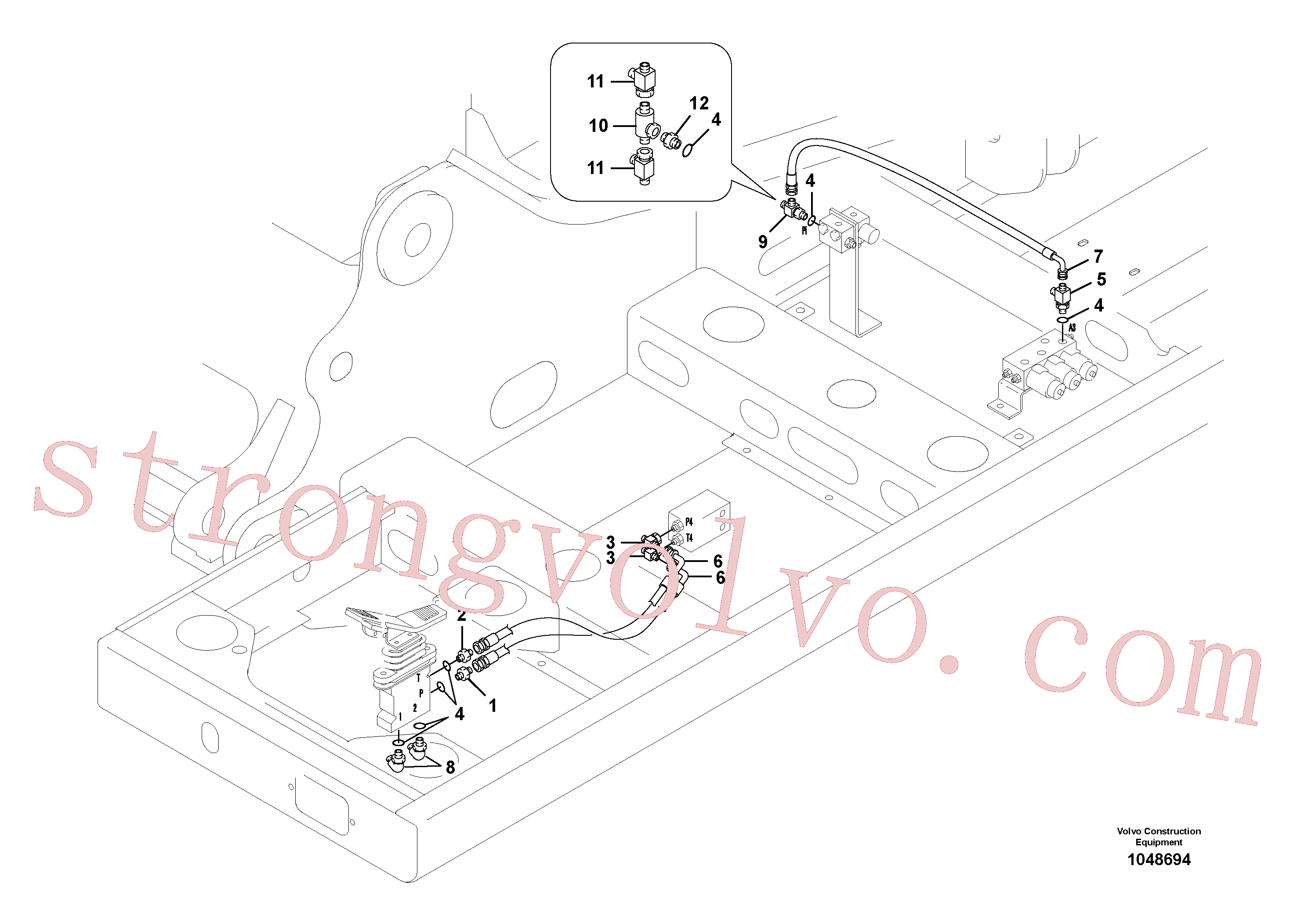 VOE14507108 Volvo Hidráulica de serviço, lança ajustável para topo(1048694 Montagem)