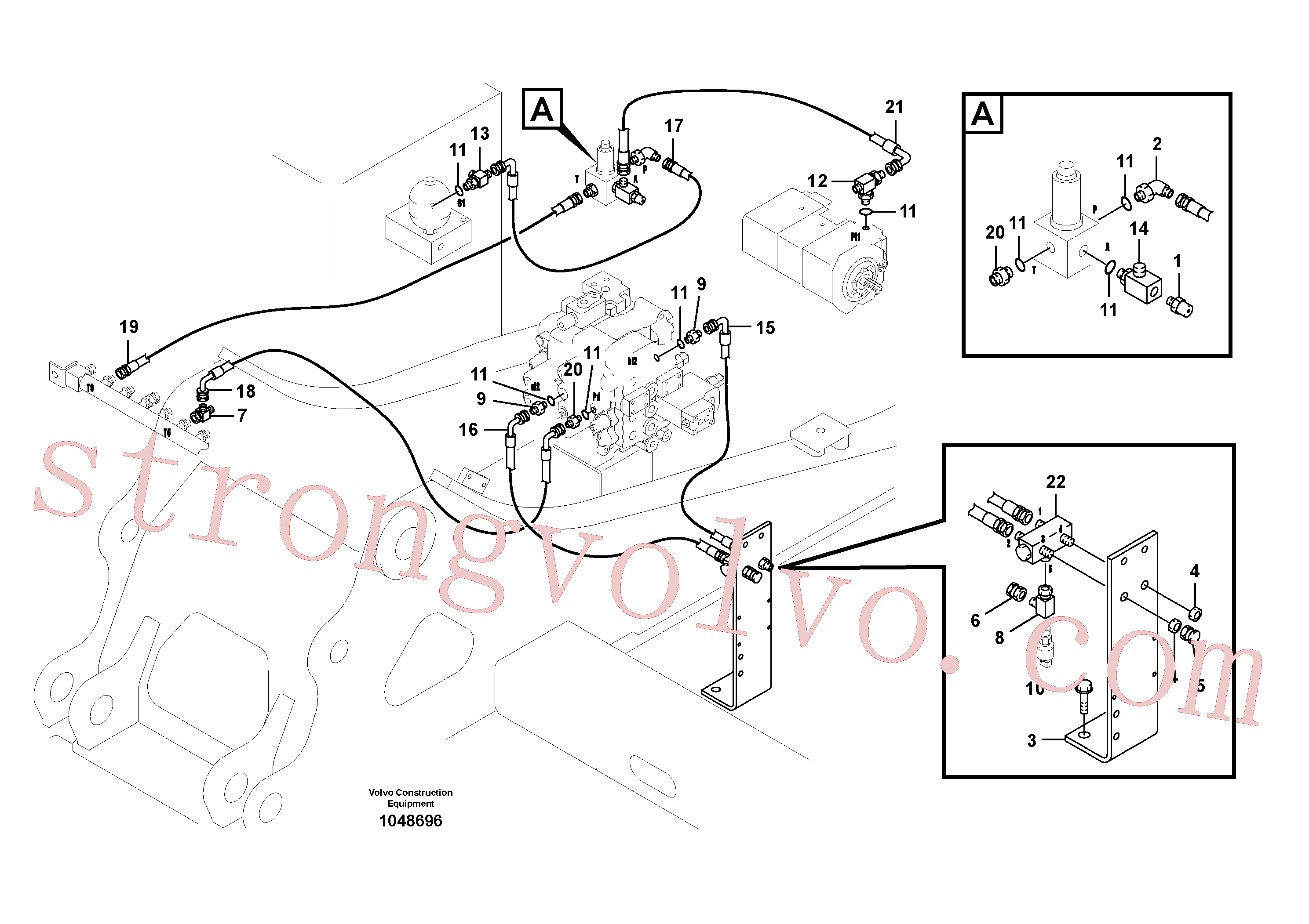 SA9453-03219 Volvo Hidráulica de serviço, martelo e cortador para fluxo da bomba principal(1048696 Montagem)