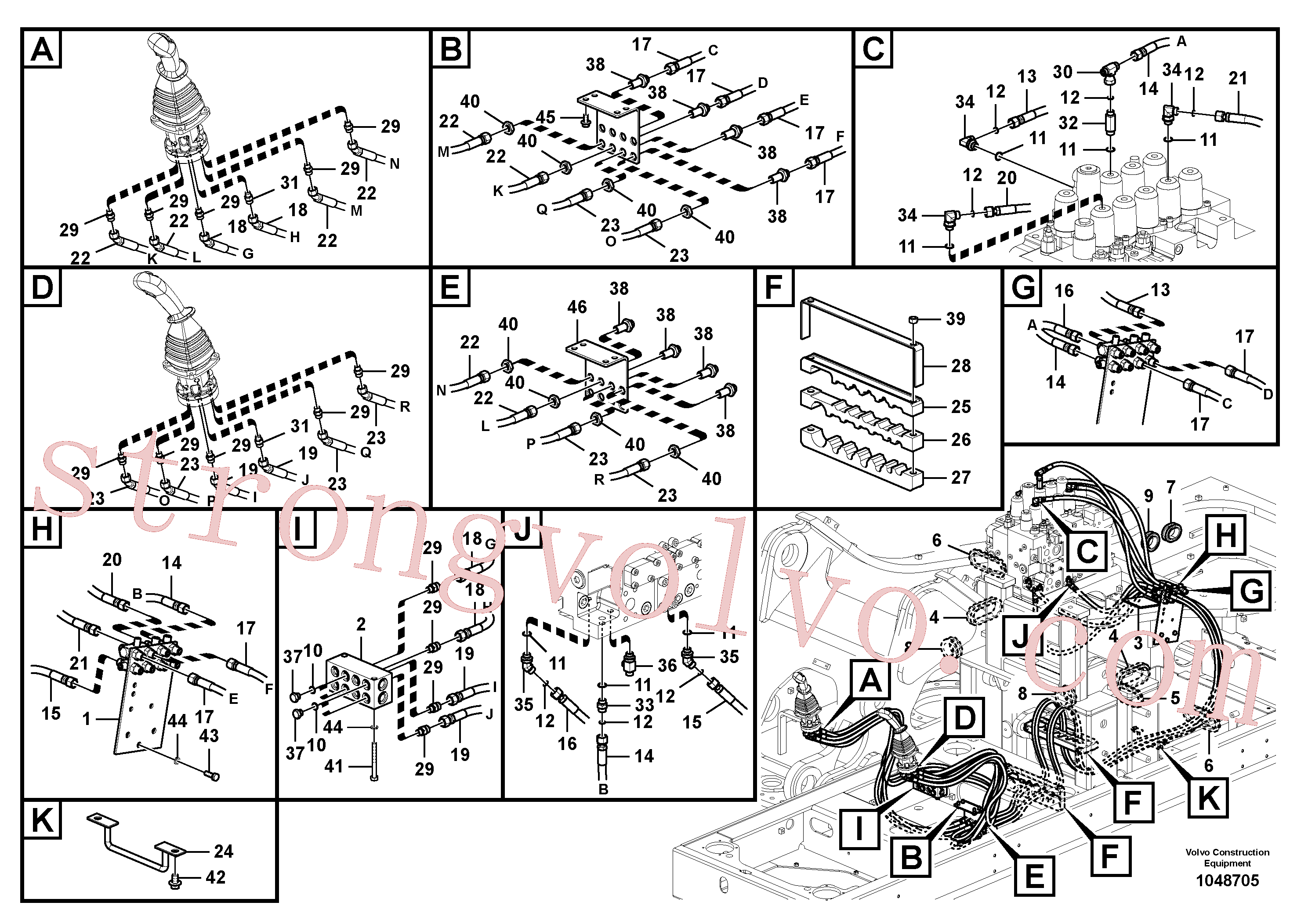 VOE938318 Volvo Sistema servomotor, válvula de comando para válvula de comando à distância(1048705 Montagem)