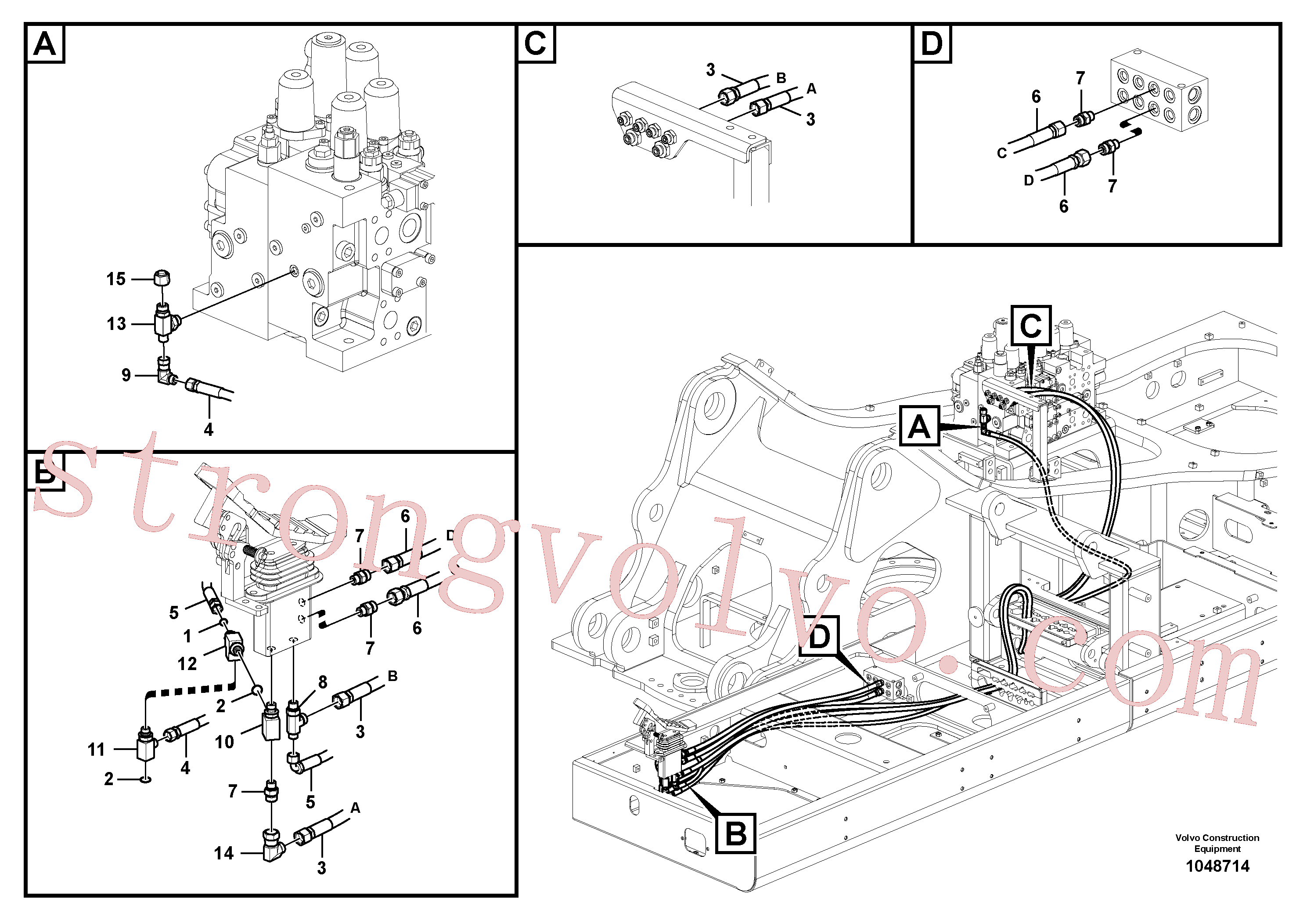 VOE938232 Volvo Sistema servomotor, martelo e corte(1048714 Montagem)