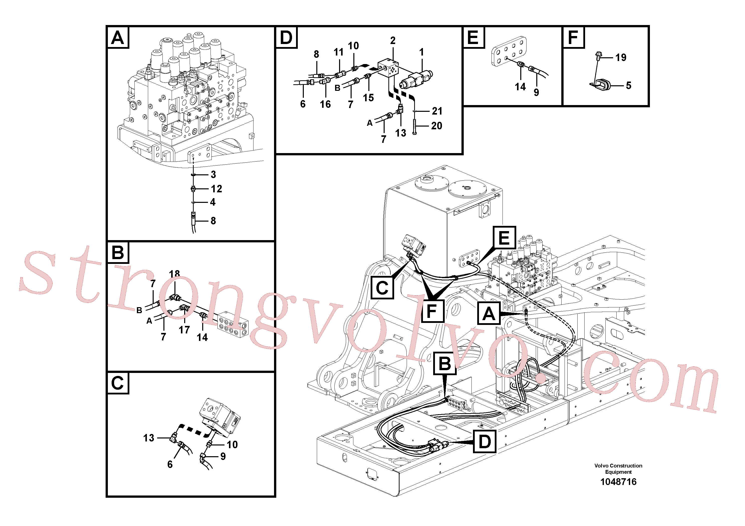 VOE937802 Volvo Hidráulica de serviço, martelo e cortador para fluxo da bomba principal(1048716 Montagem)