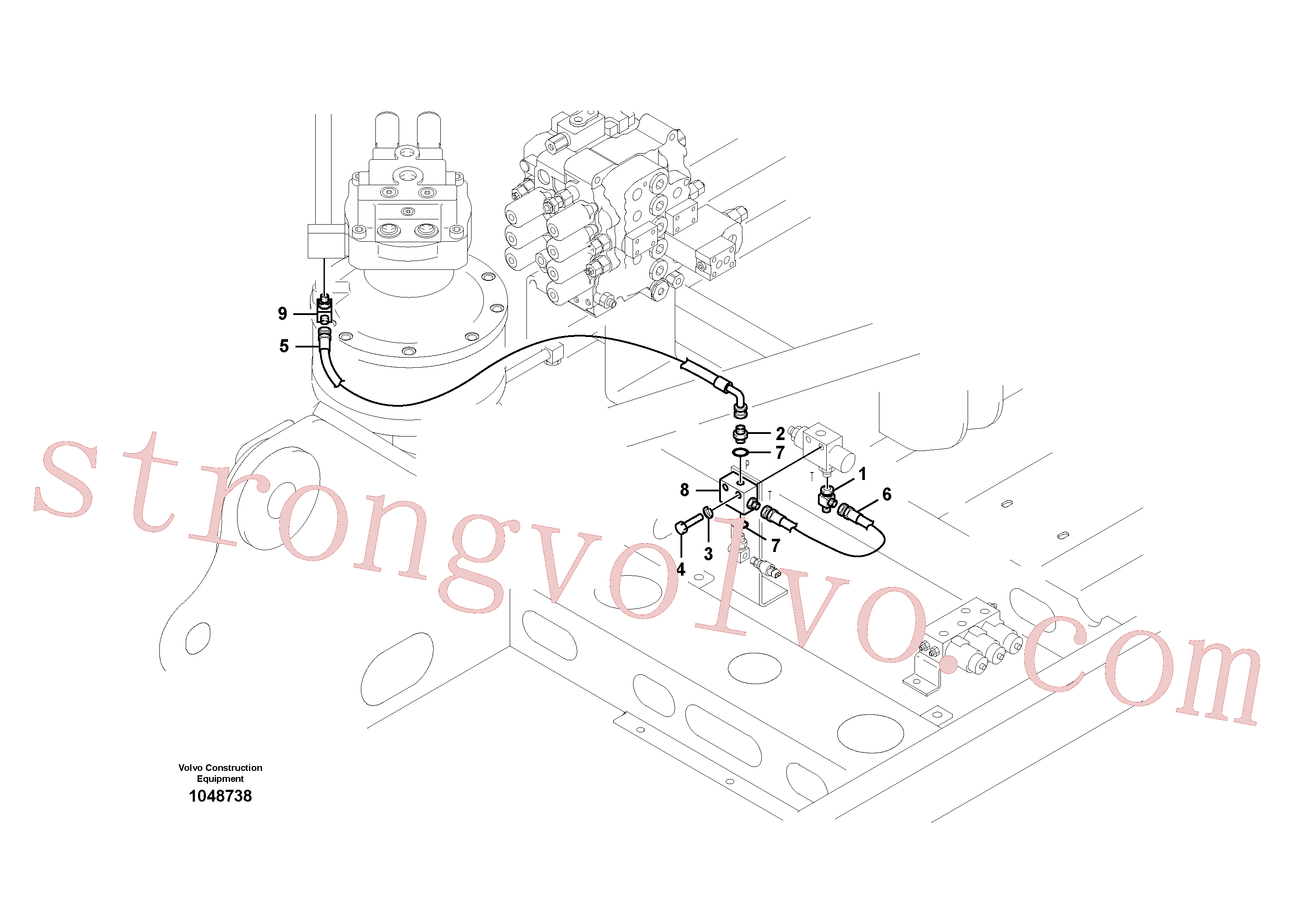 SA9451-02205 Volvo Hidráulica de serviço, lança ajustável para topo(1048738 Montagem)